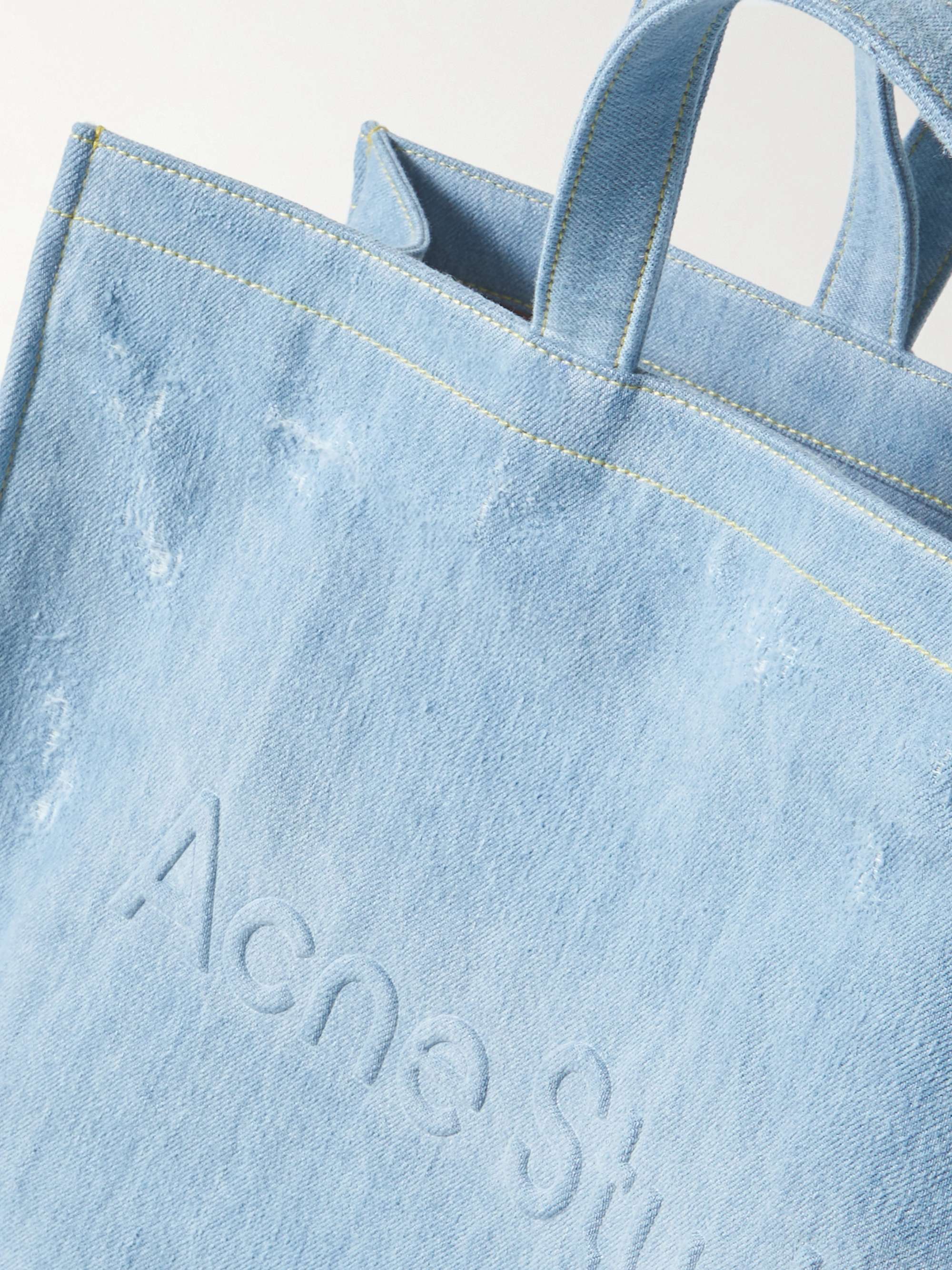 ACNE STUDIOS Logo-Embossed Distressed Denim Tote Bag