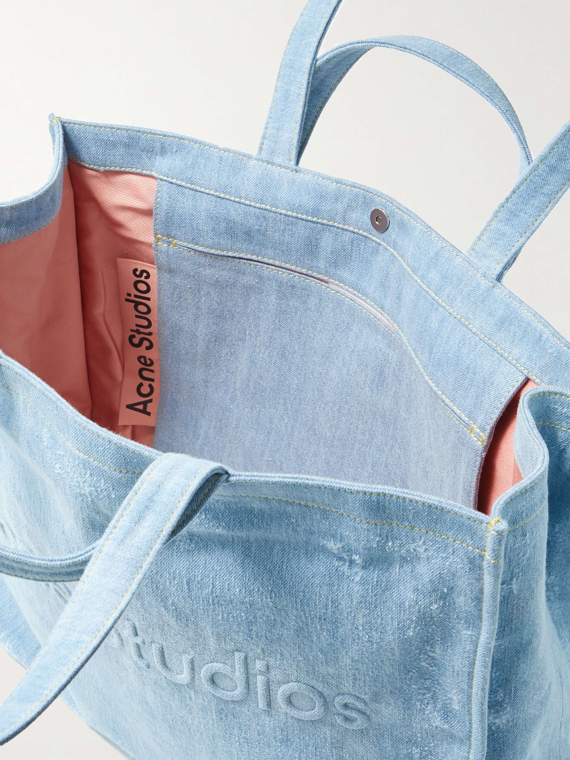 ACNE STUDIOS Logo-Embossed Distressed Denim Tote Bag