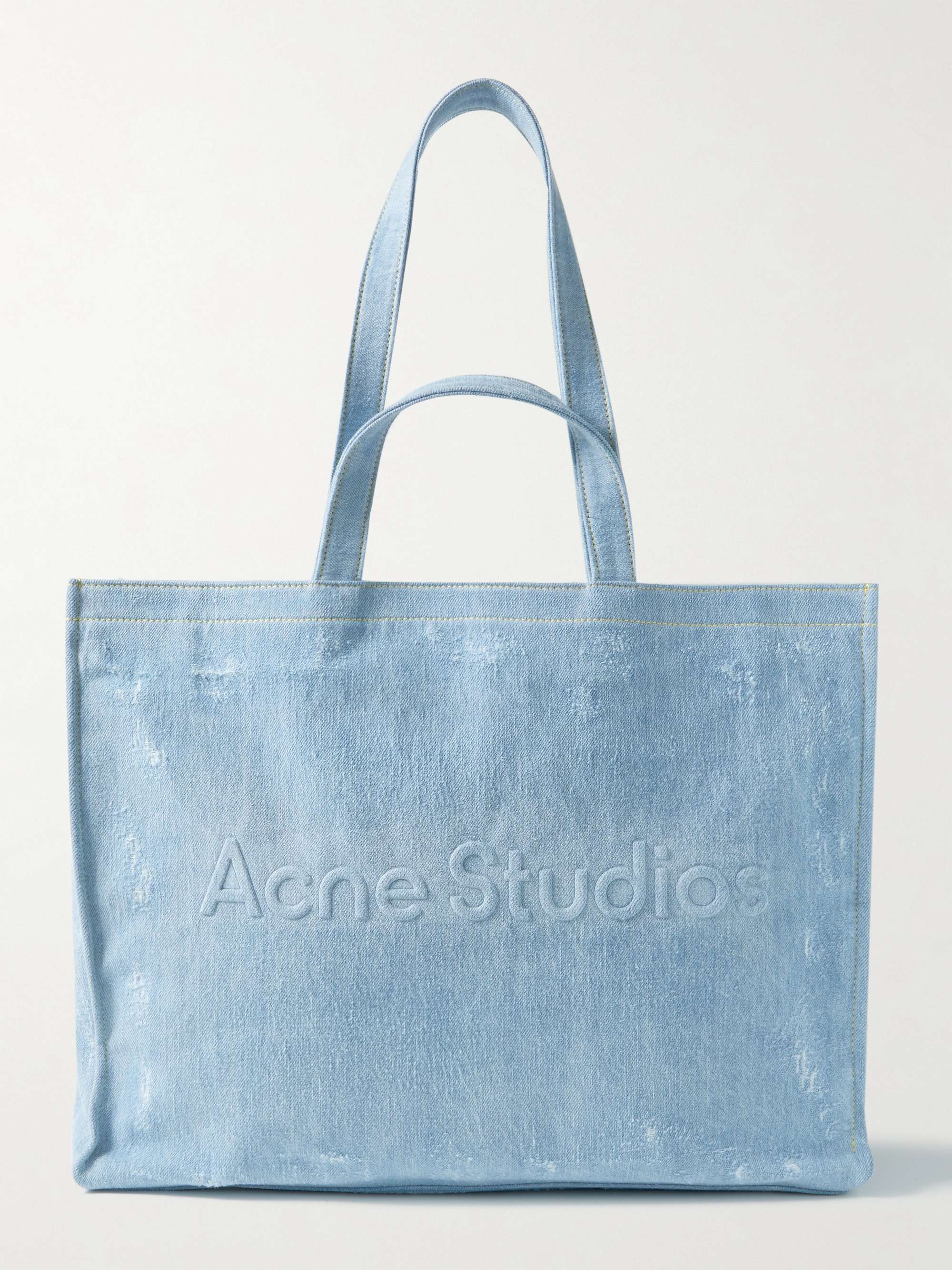 ACNE STUDIOS Logo-Embossed Distressed Denim Tote Bag