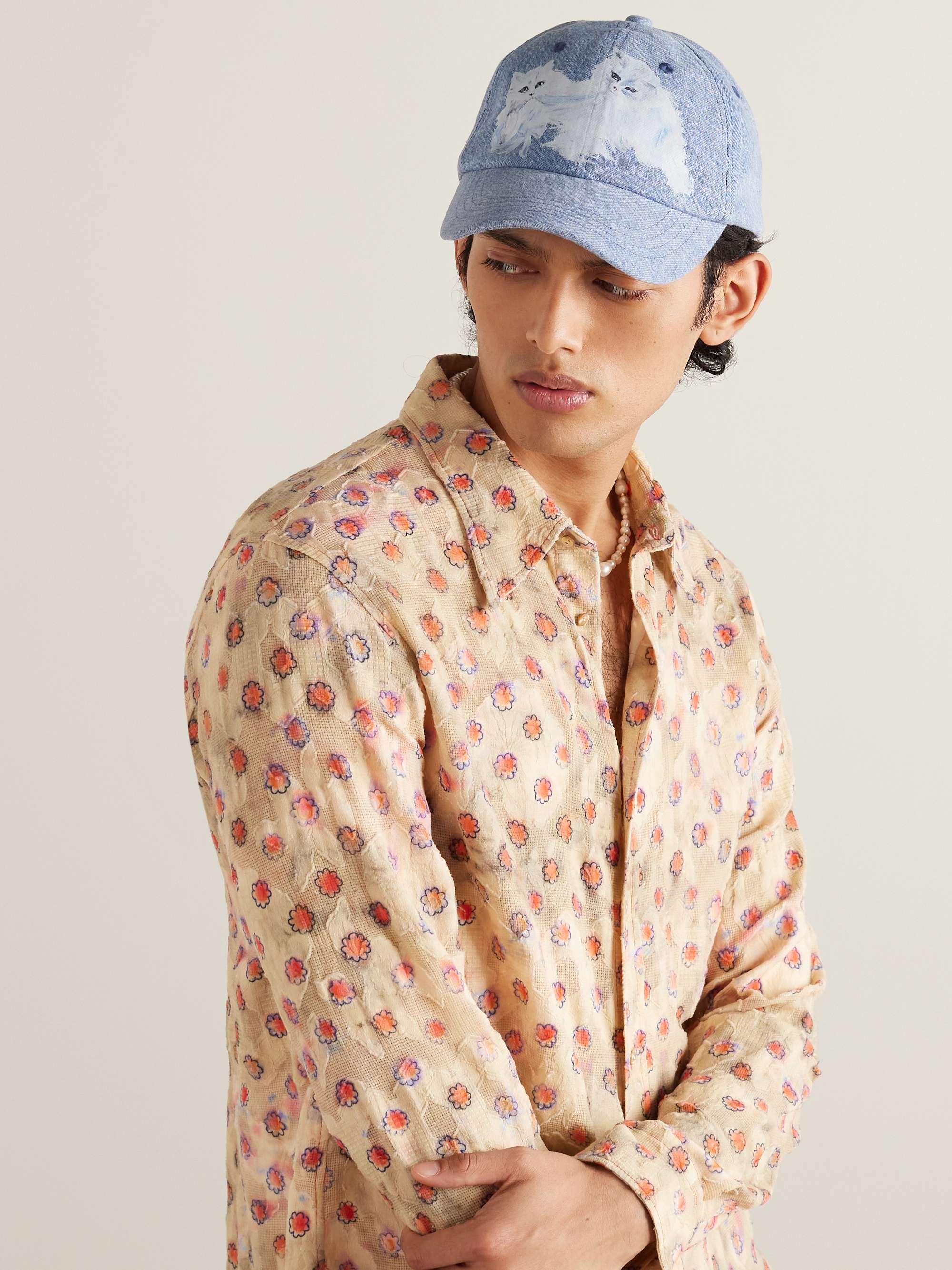 ACNE STUDIOS + Karen Kilimnik Printed Denim Baseball Cap