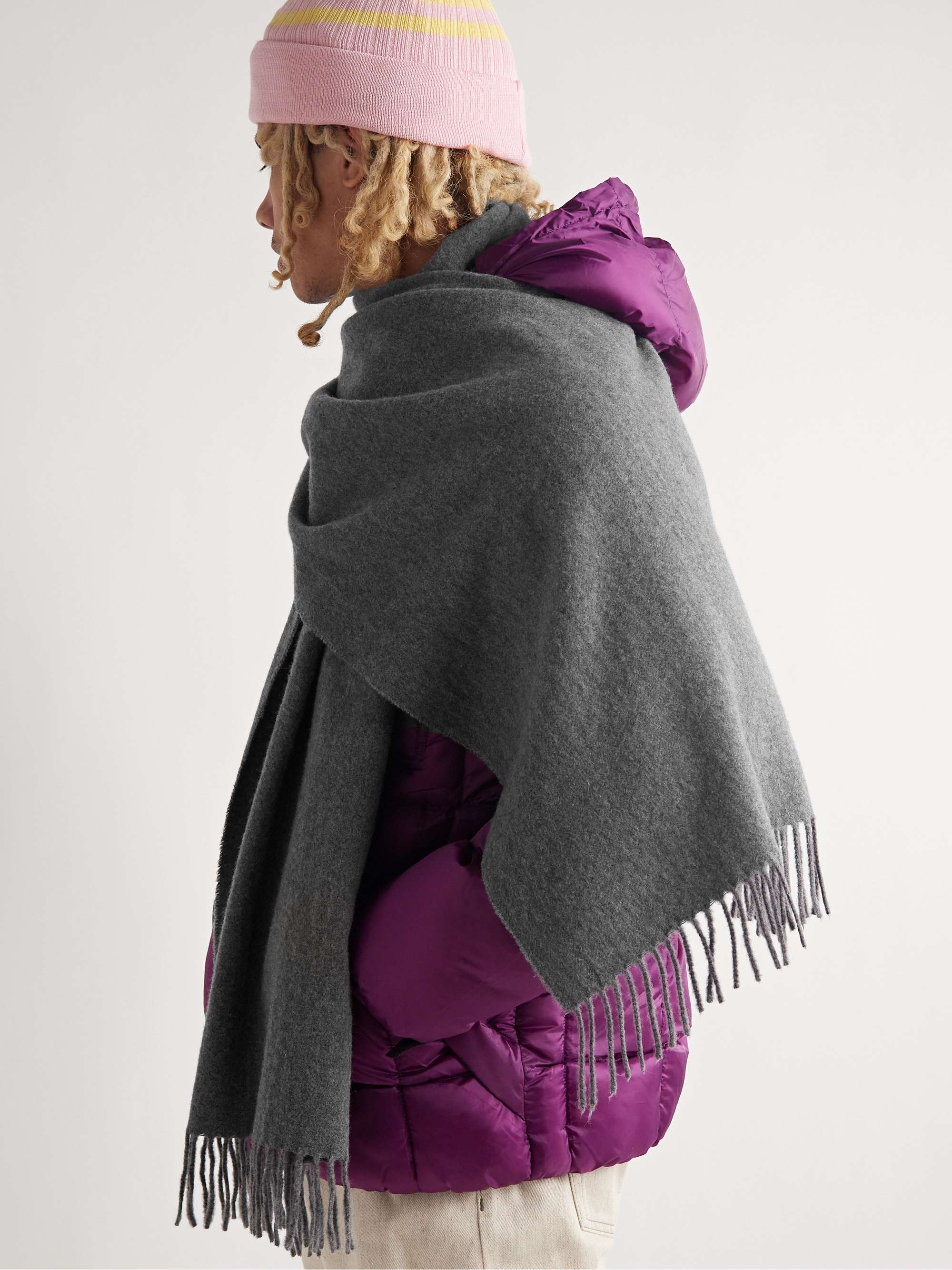 ACNE STUDIOS Canada Logo-Detailed Fringed Cashmere Scarf