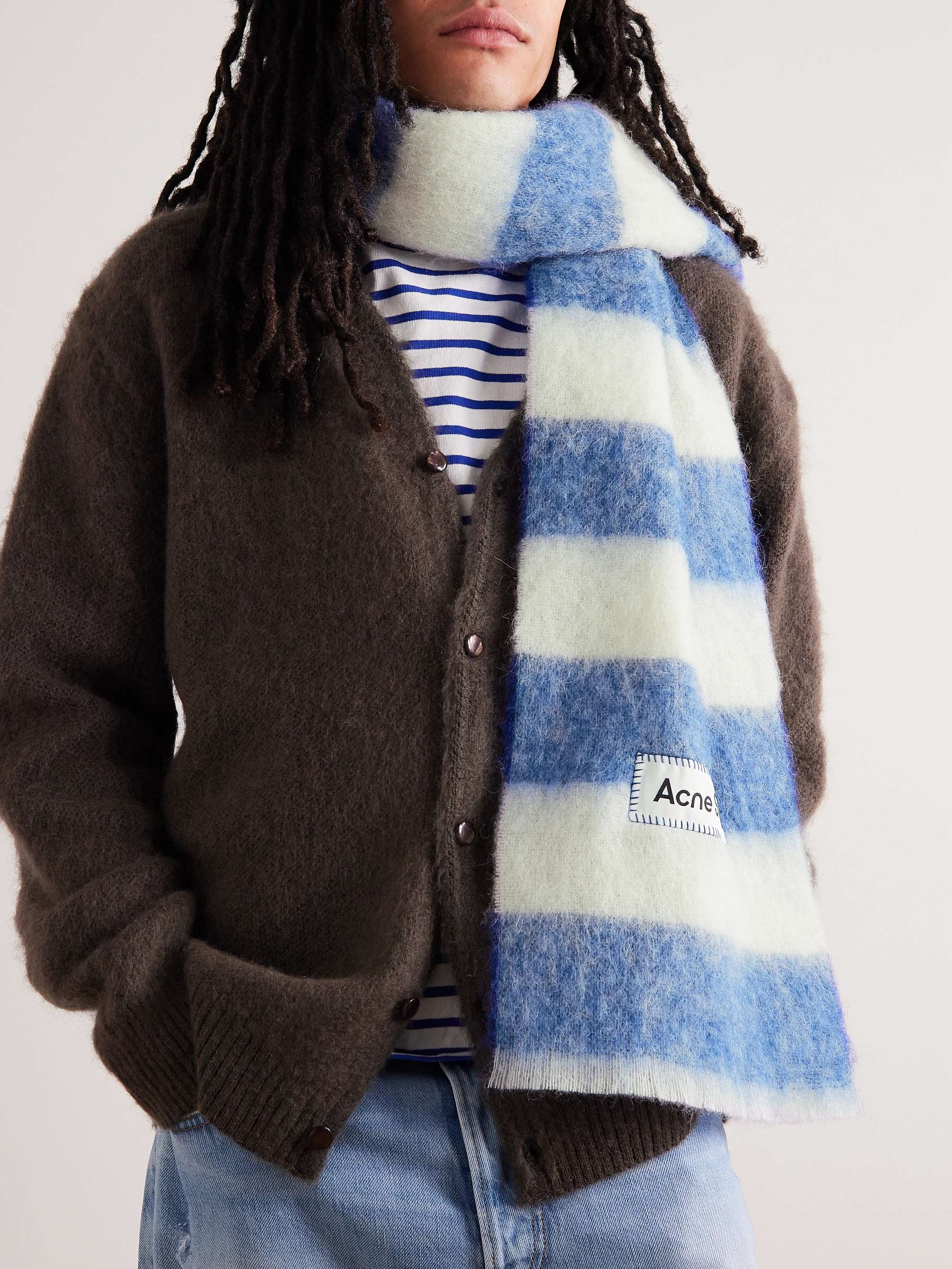 ACNE STUDIOS Logo-Appliquéd Striped Knitted Scarf