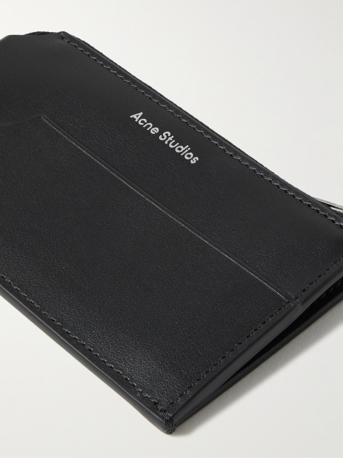 Shop Acne Studios Logo-print Leather Zip-around Wallet In Black