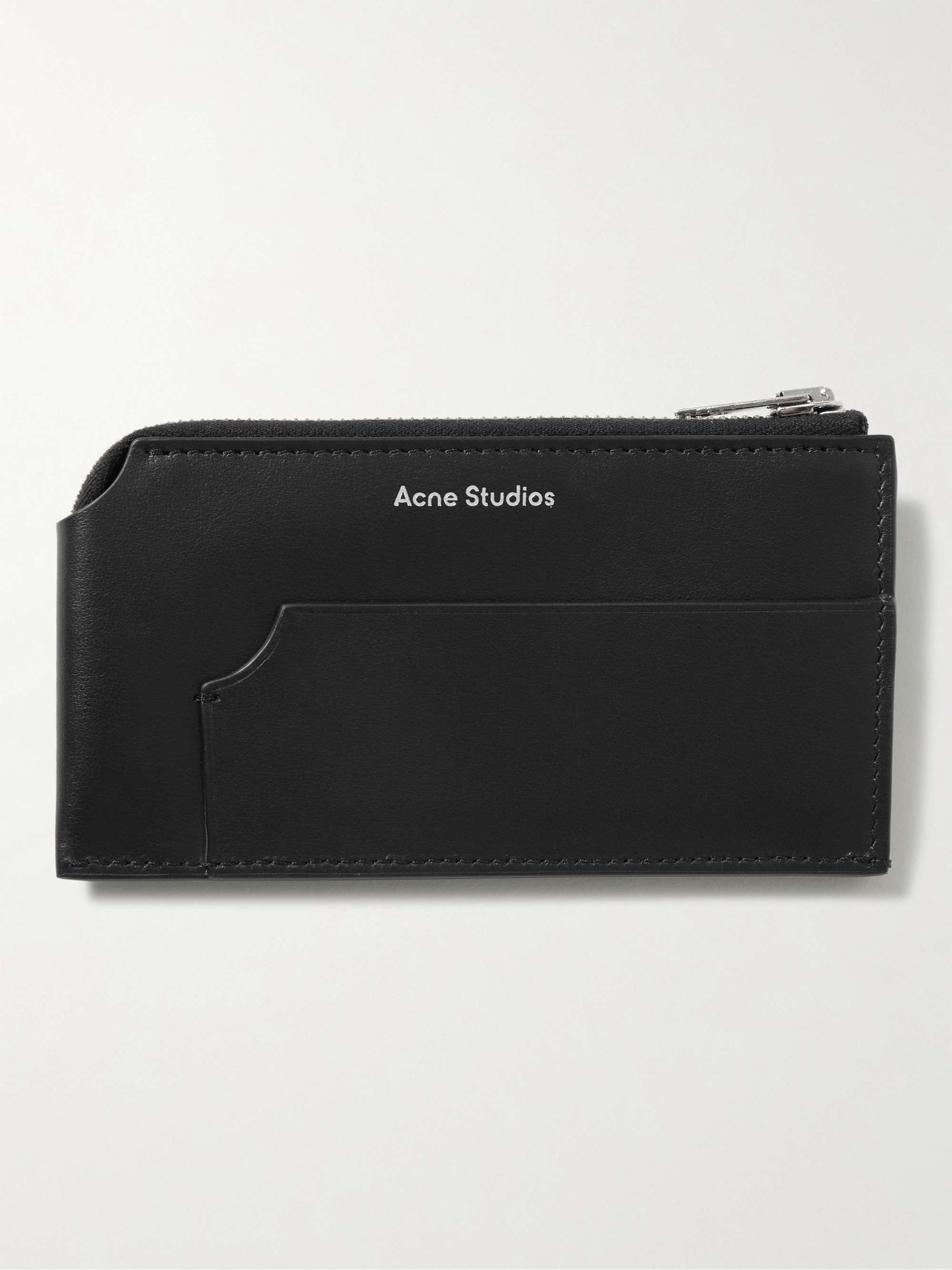 ACNE STUDIOS レザーの札入れ ジップアラウンド ロゴプリント入り