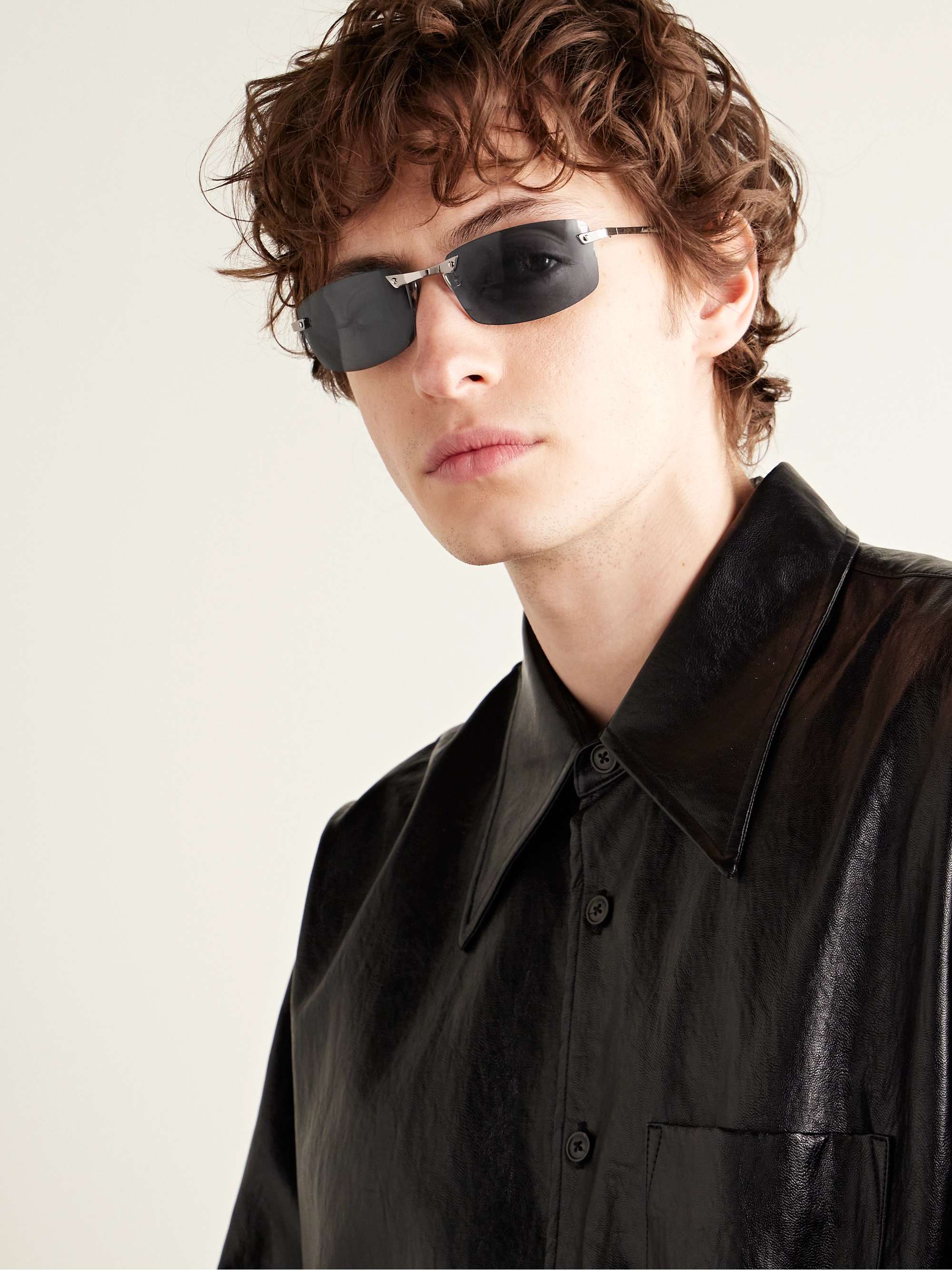 ACNE STUDIOS Abello Rimless Rectangular-Frame Silver-Tone Sunglasses