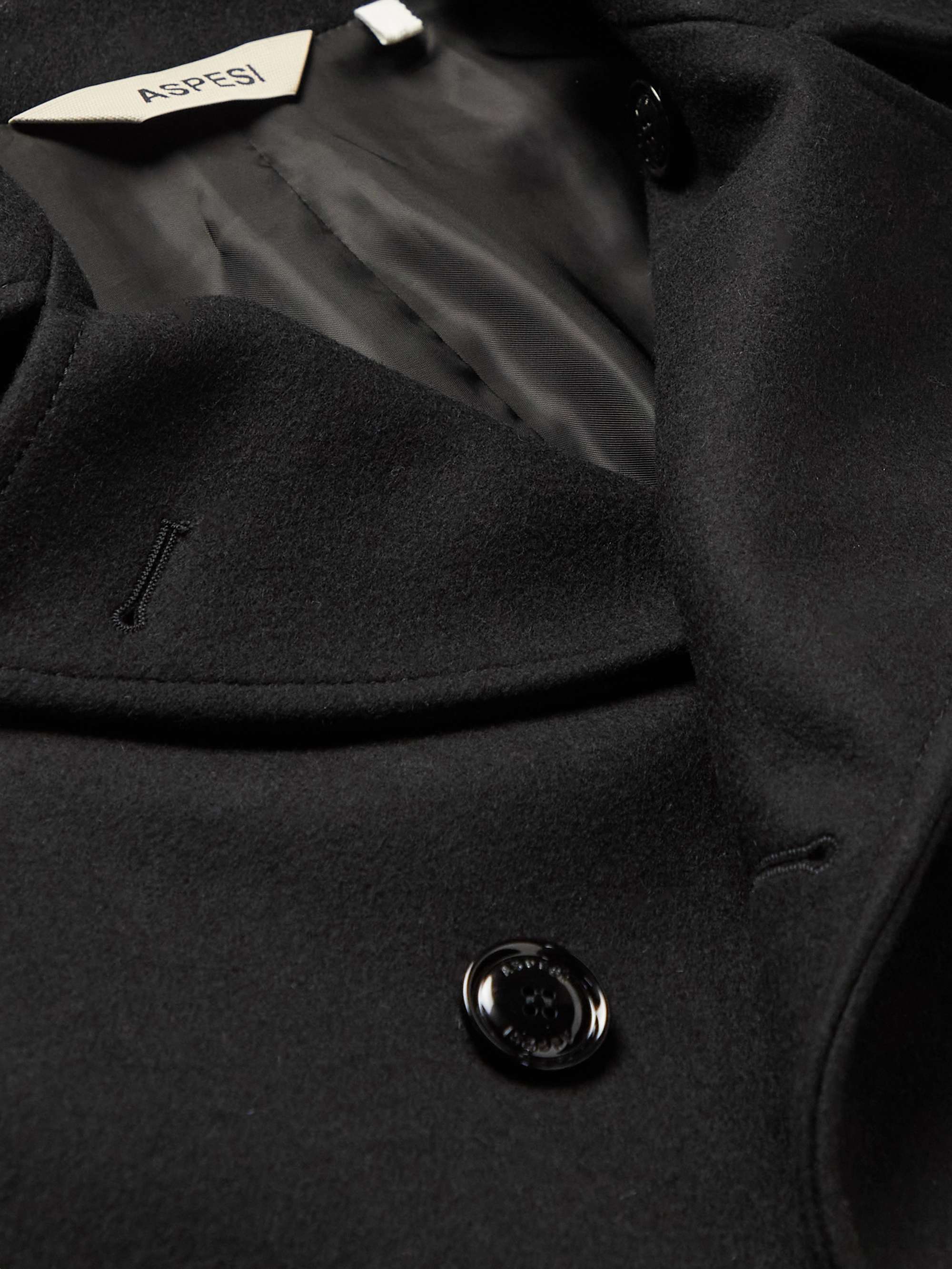 ASPESI Double-Breasted Wool-Blend Peacoat