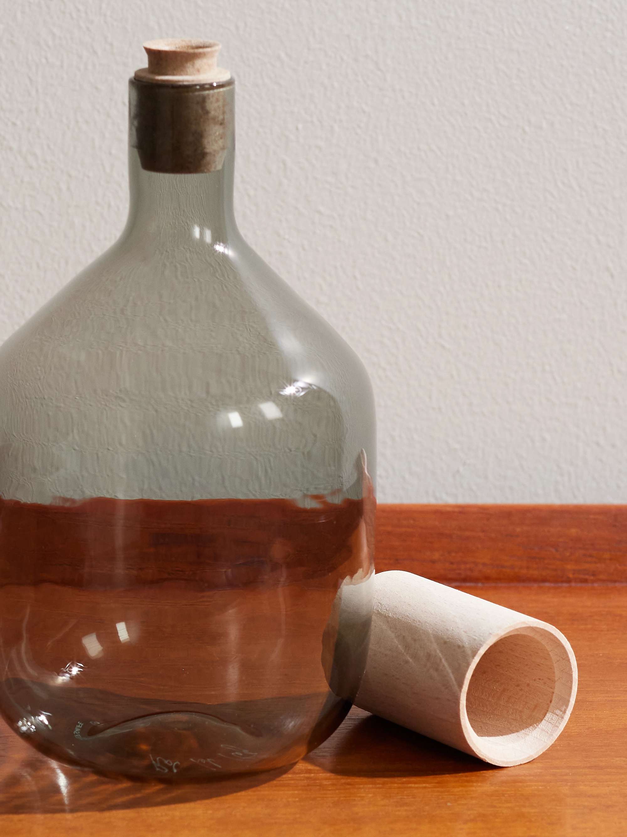 R+D.LAB Trulli Tall Glass, Wood and Cork Bottle