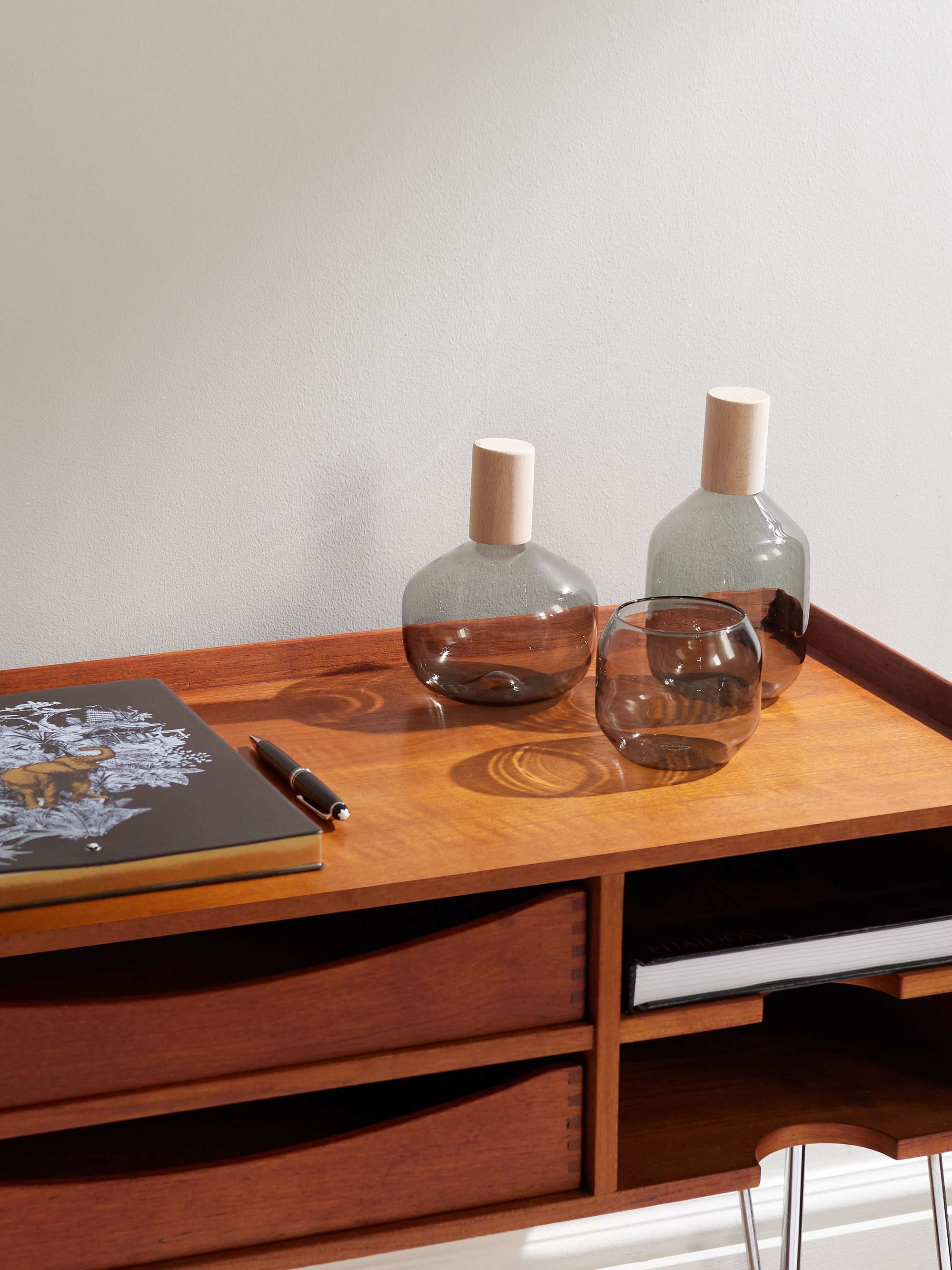 R+D.LAB Trulli Tall Glass, Wood and Cork Bottle