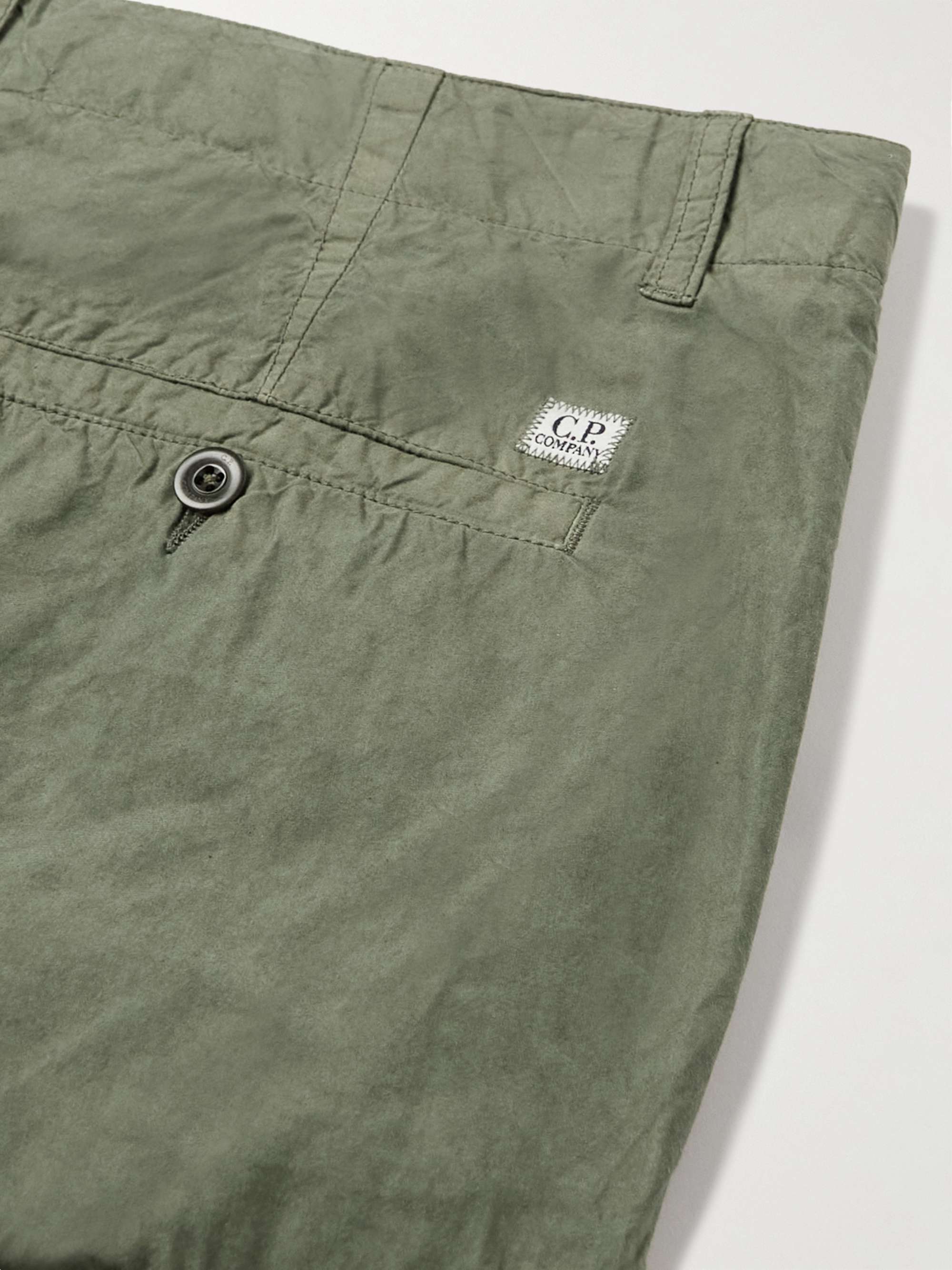 C.P. COMPANY Ba-Tic Straight-Leg Logo-Appliquéd Crinkled-Cotton Cargo Trousers