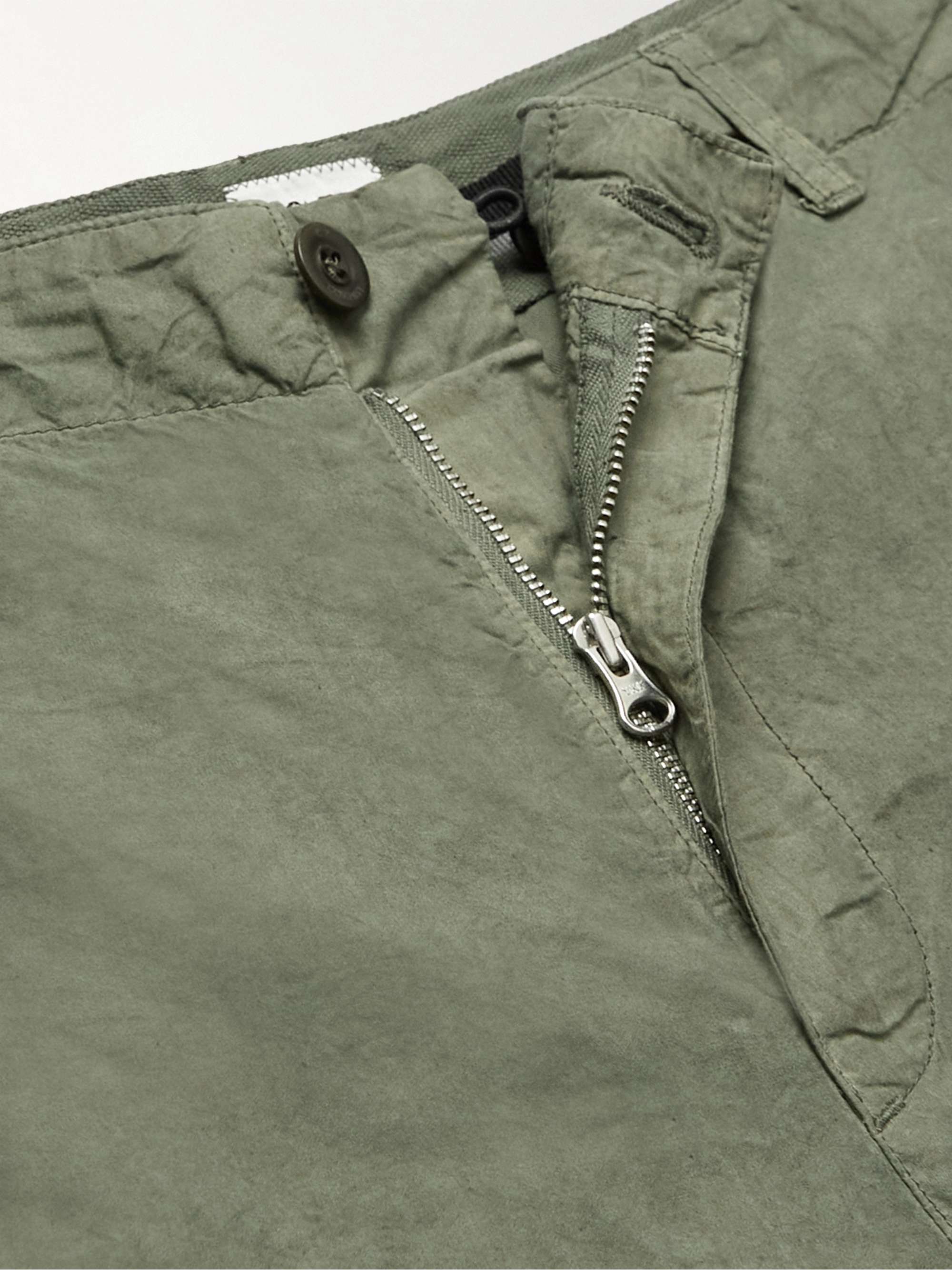 C.P. COMPANY Ba-Tic Straight-Leg Logo-Appliquéd Crinkled-Cotton Cargo Trousers