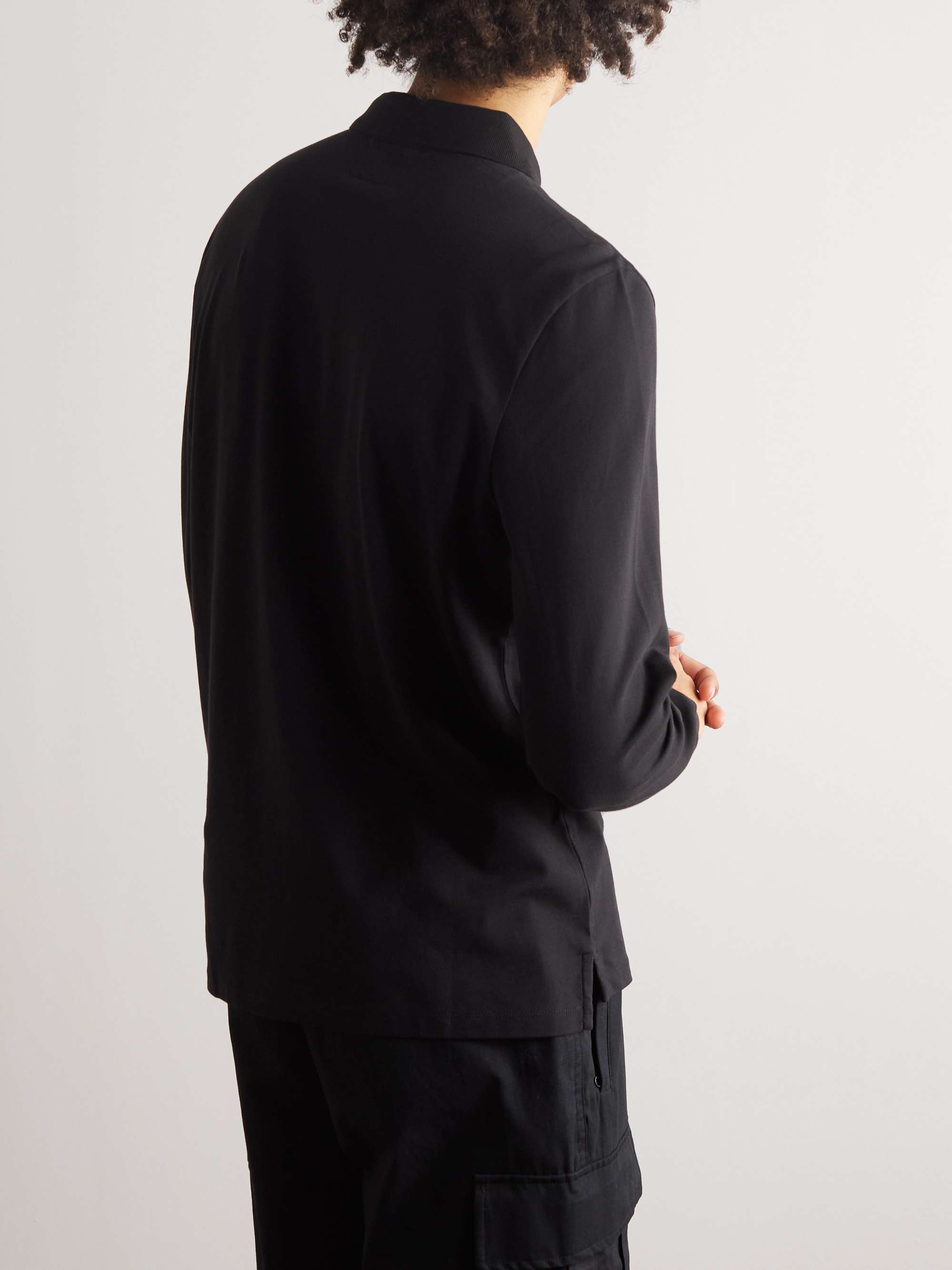 C.P. COMPANY Logo-Appliquéd Stretch-Cotton Piqué Polo Shirt