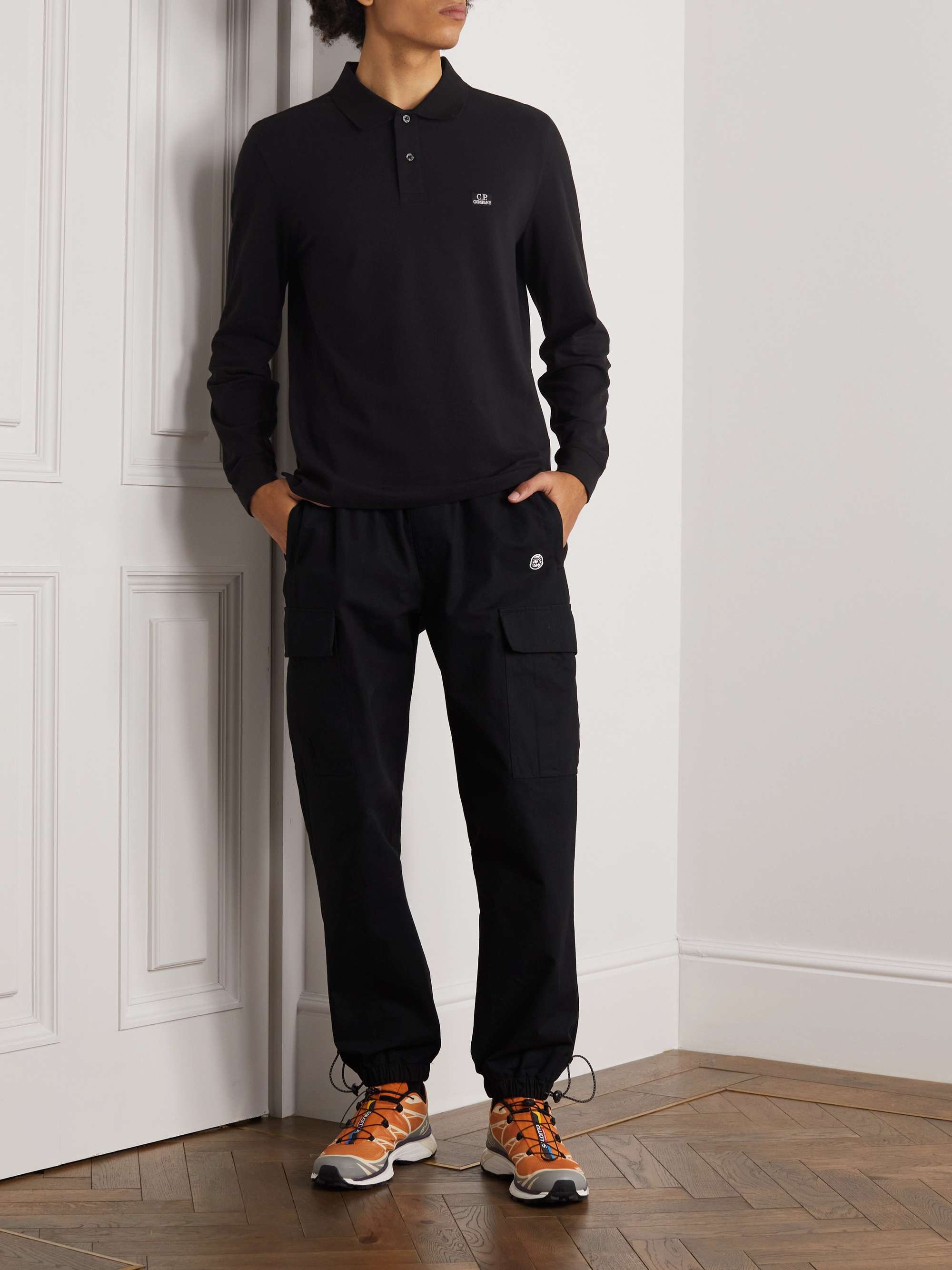 C.P. COMPANY Logo-Appliquéd Stretch-Cotton Piqué Polo Shirt