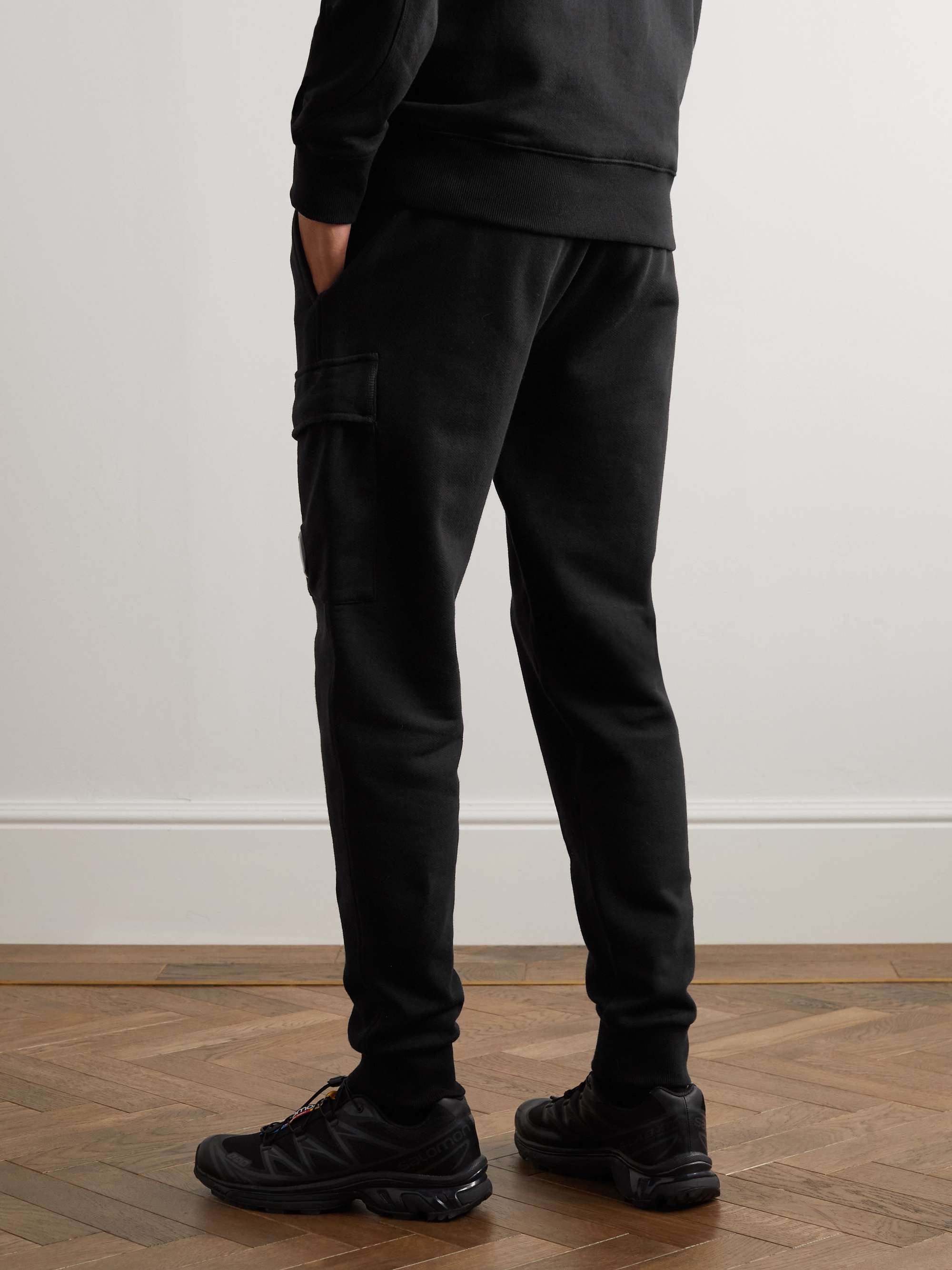 C.P. COMPANY Tapered Logo-Appliquéd Cotton-Jersey Cargo Sweatpants