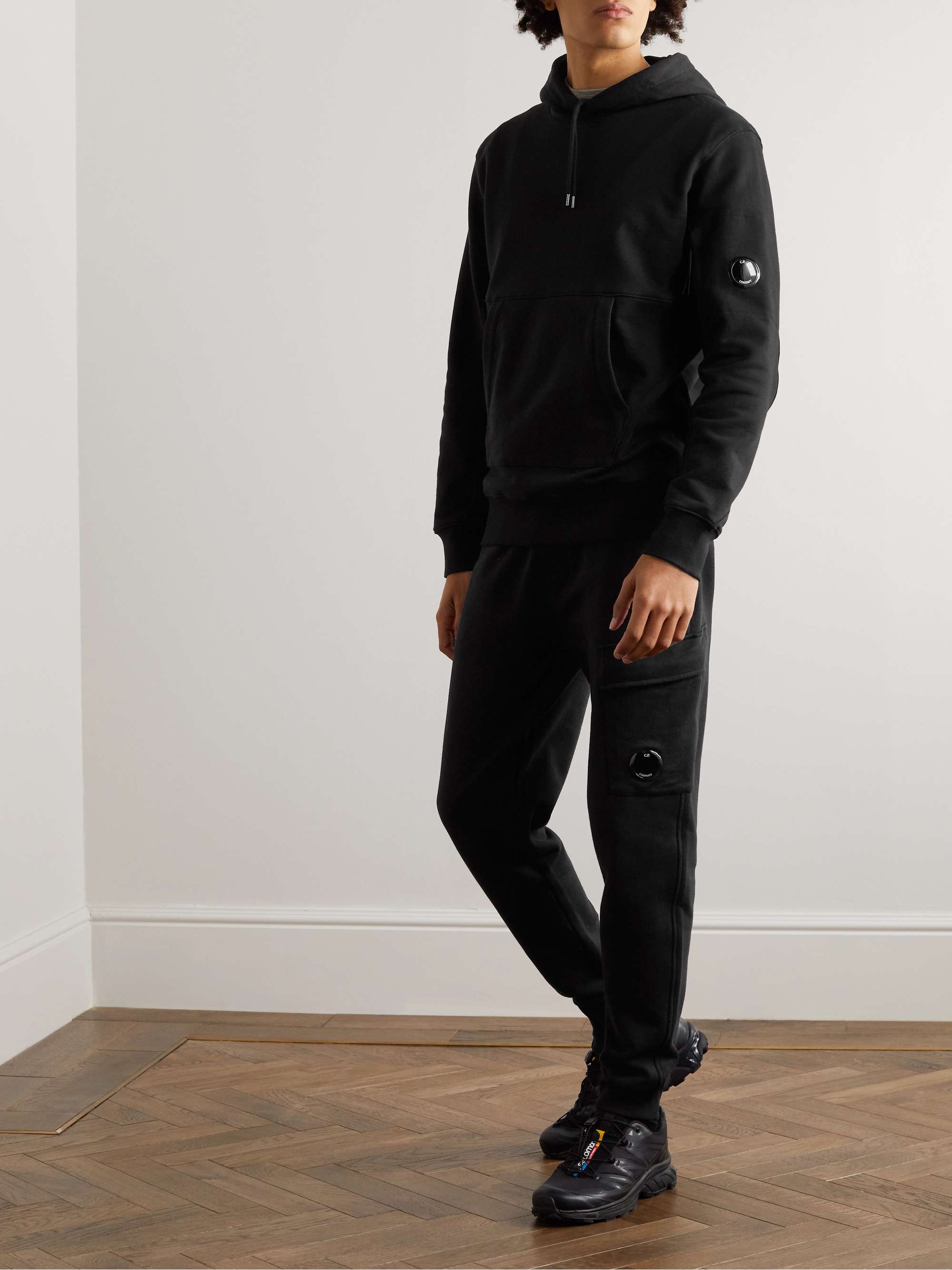 C.P. COMPANY Tapered Logo-Appliquéd Cotton-Jersey Cargo Sweatpants