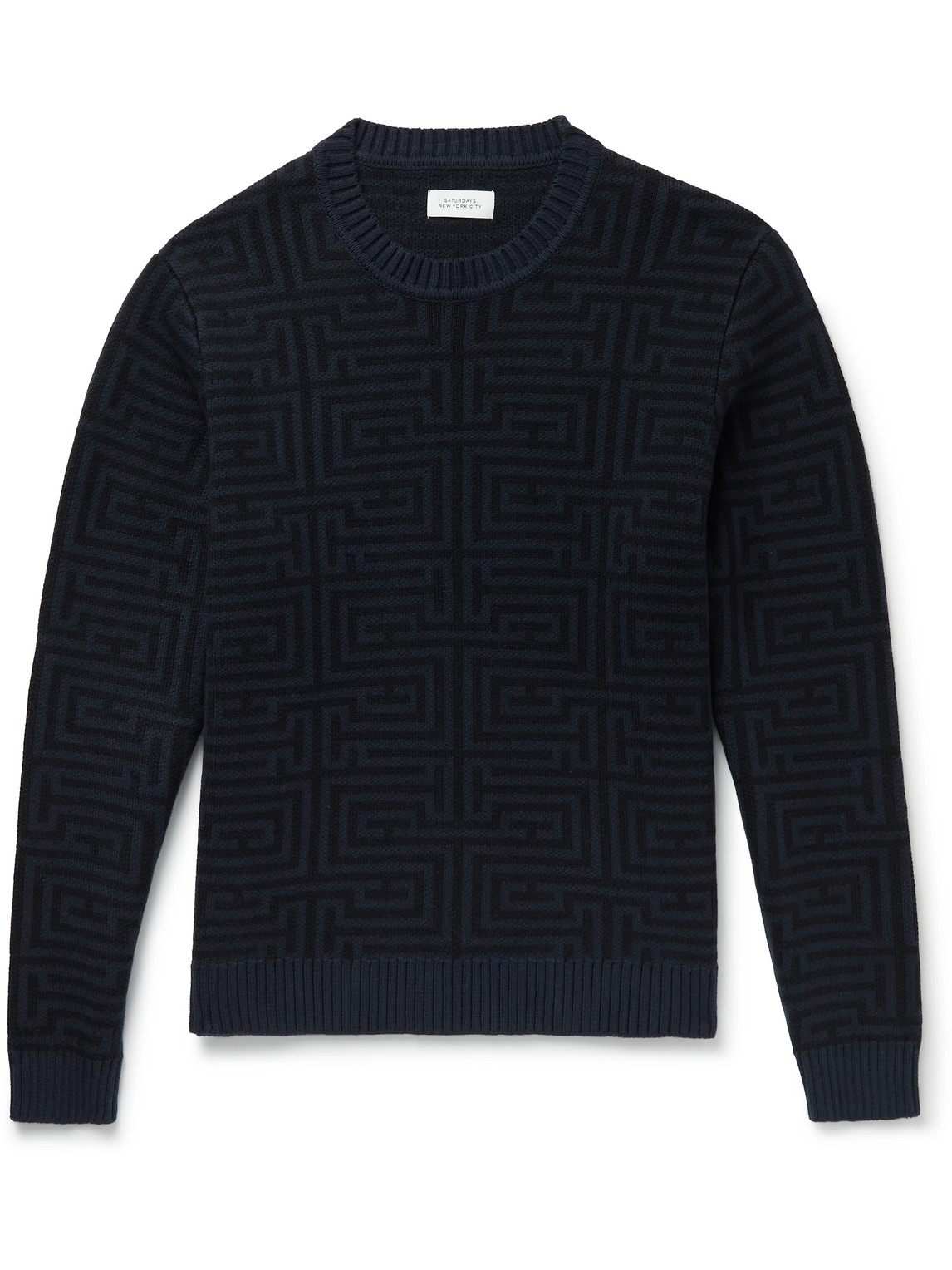 Saturdays Surf Nyc Greg Geo Jacquard knit Cotton And Cashmere