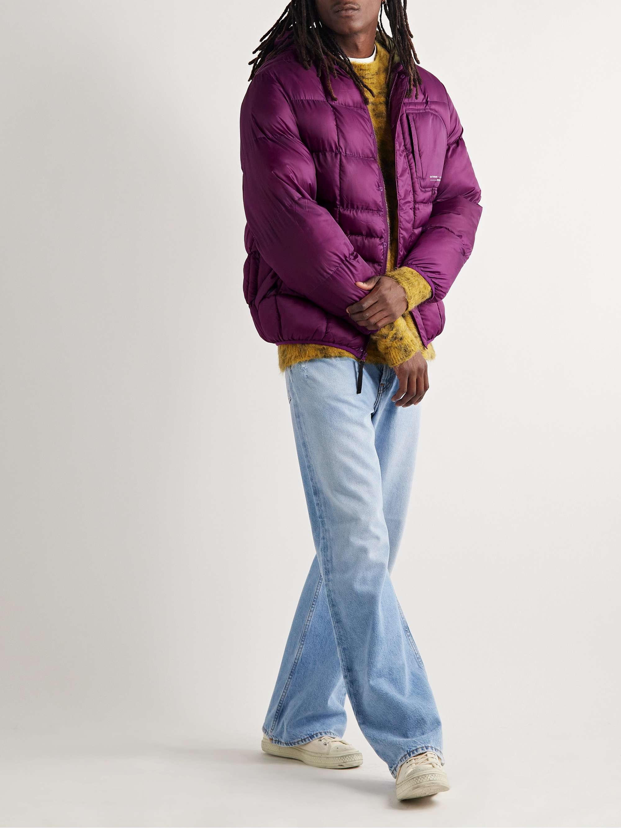 SATURDAYS NYC Momo Logo-Print Quilted Shell Hooded Jacket