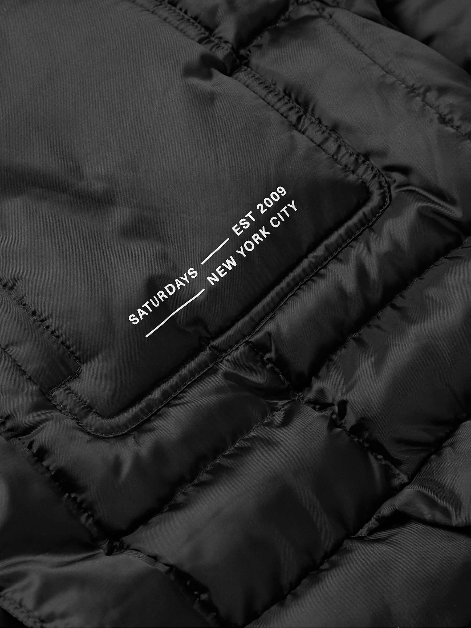 SATURDAYS NYC Momo Logo-Print Quilted Shell Hooded Jacket