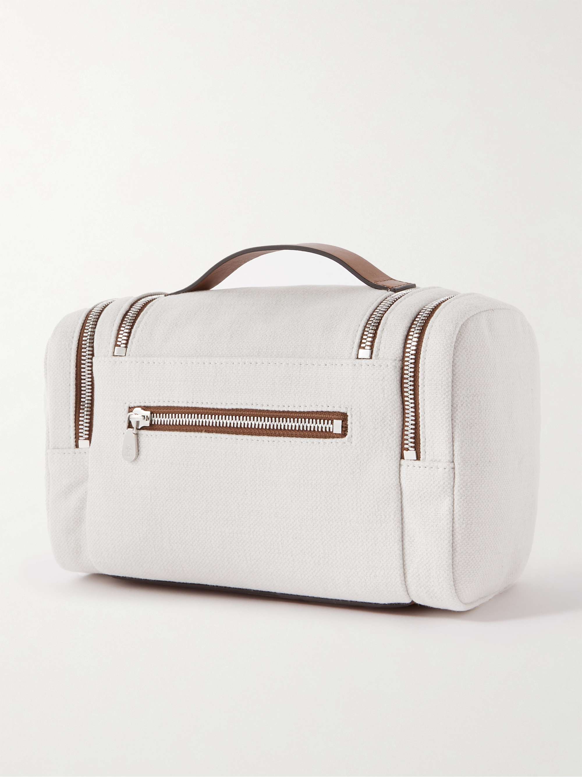 BRUNELLO CUCINELLI Leather-Trimmed Cotton and Linen-Blend Canvas Weekend Bag