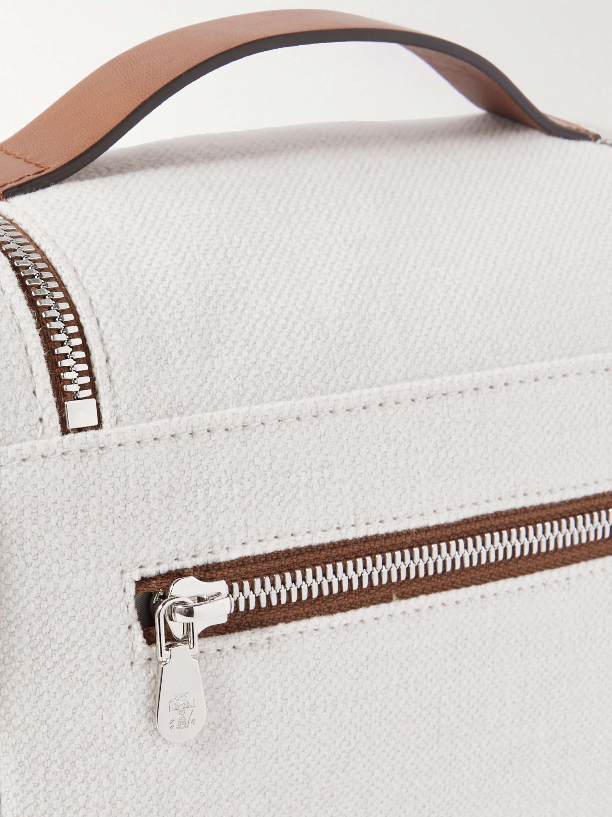 BRUNELLO CUCINELLI Leather-Trimmed Cotton and Linen-Blend Canvas Weekend Bag