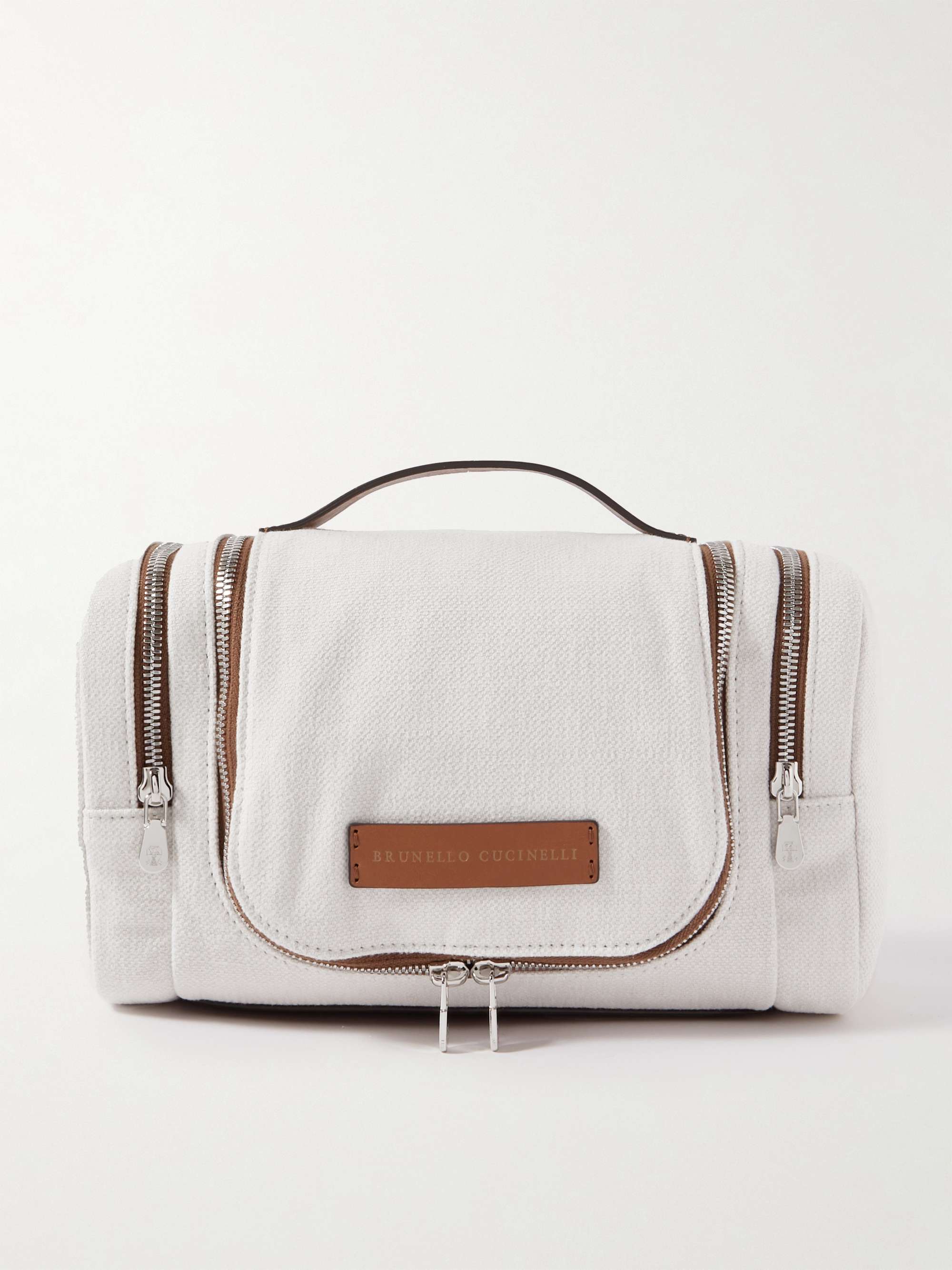 BRUNELLO CUCINELLI Leather-Trimmed Cotton and Linen-Blend Canvas Weekend Bag