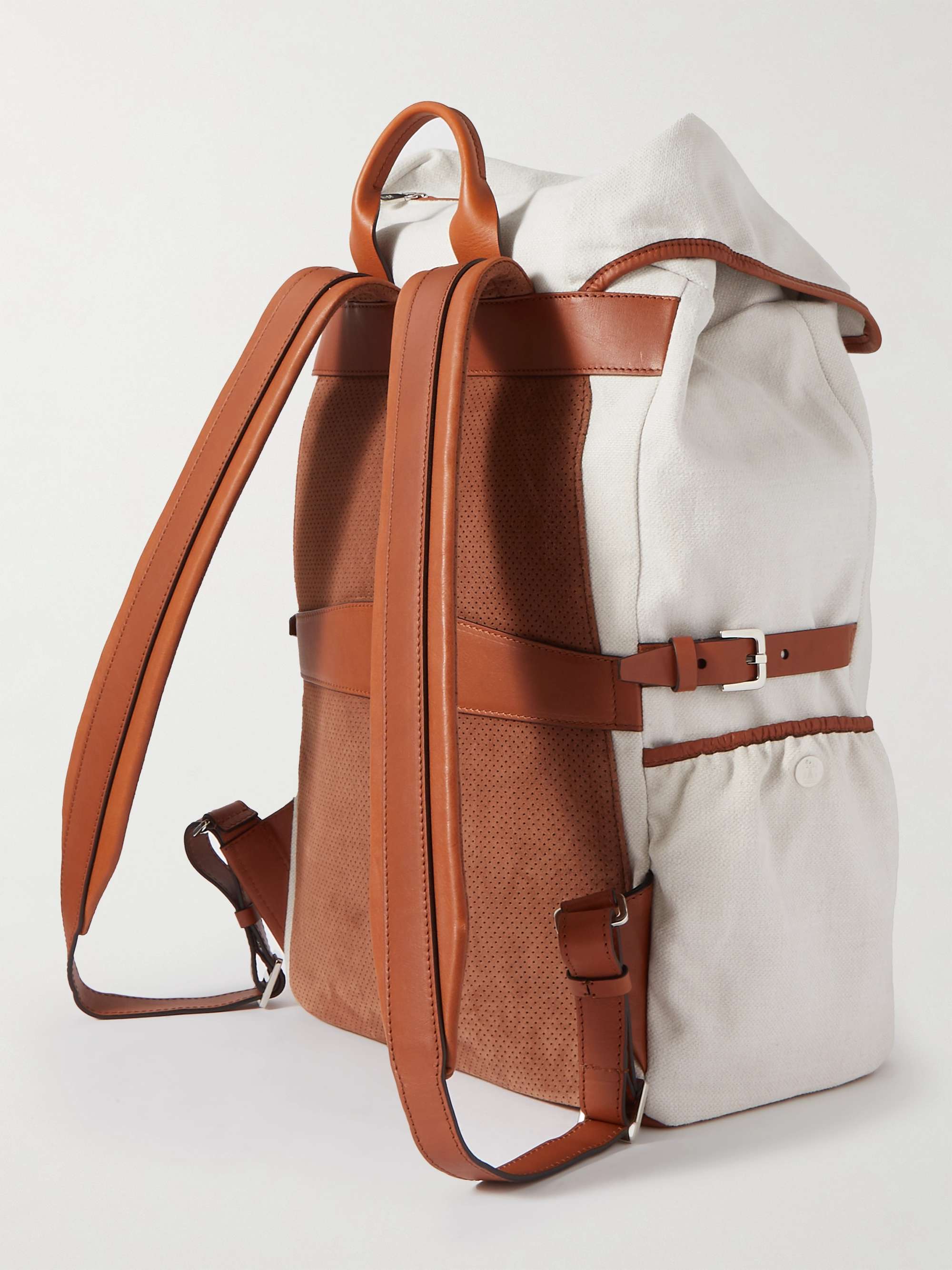 BRUNELLO CUCINELLI Leather-Trimmed Canvas Backpack