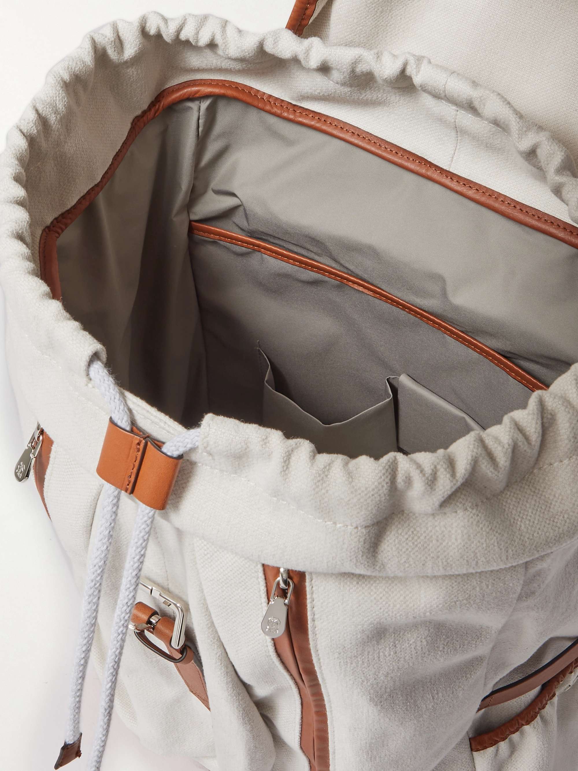 BRUNELLO CUCINELLI Leather-Trimmed Canvas Backpack