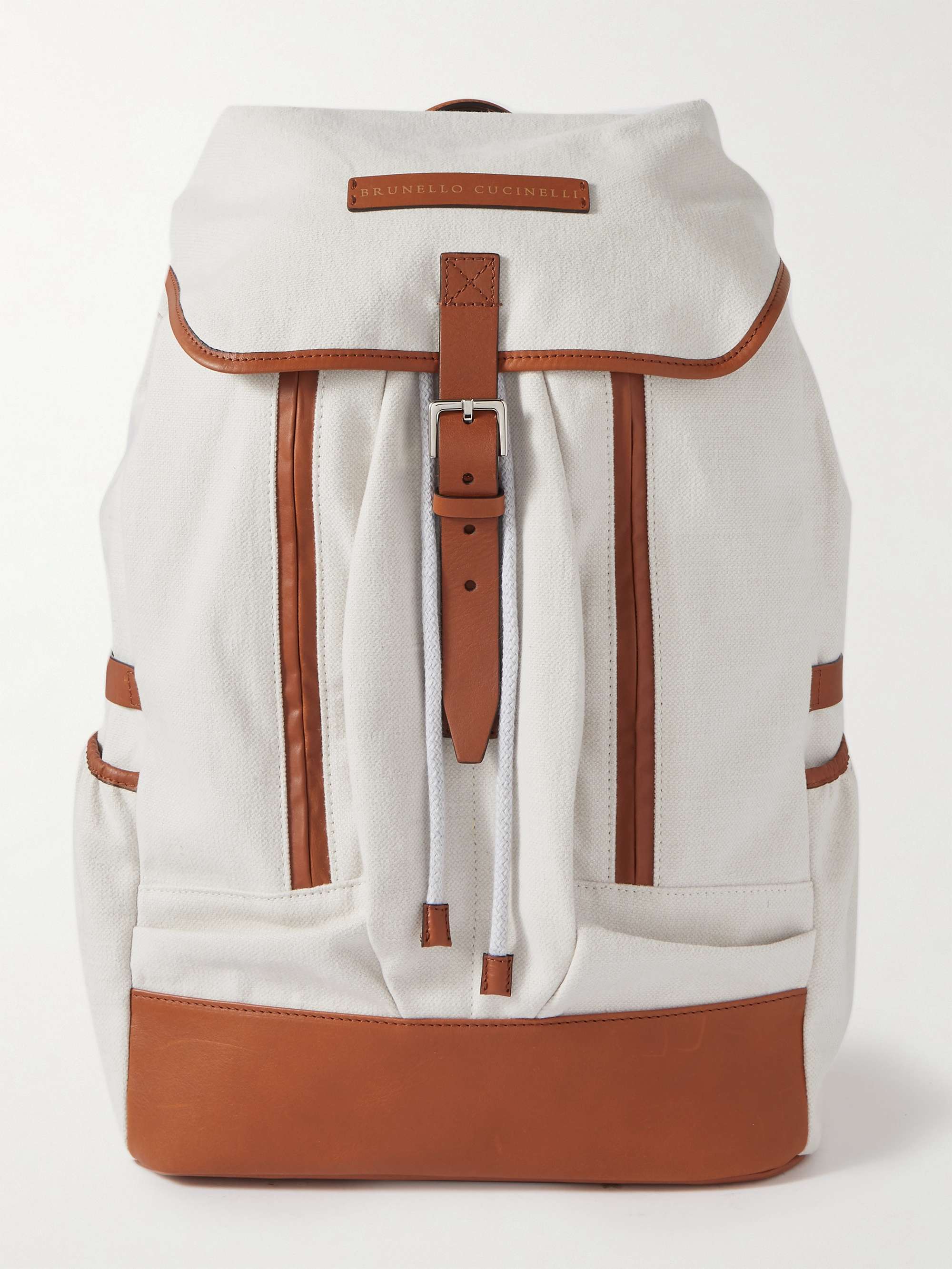BRUNELLO CUCINELLI Leather-Trimmed Canvas Backpack