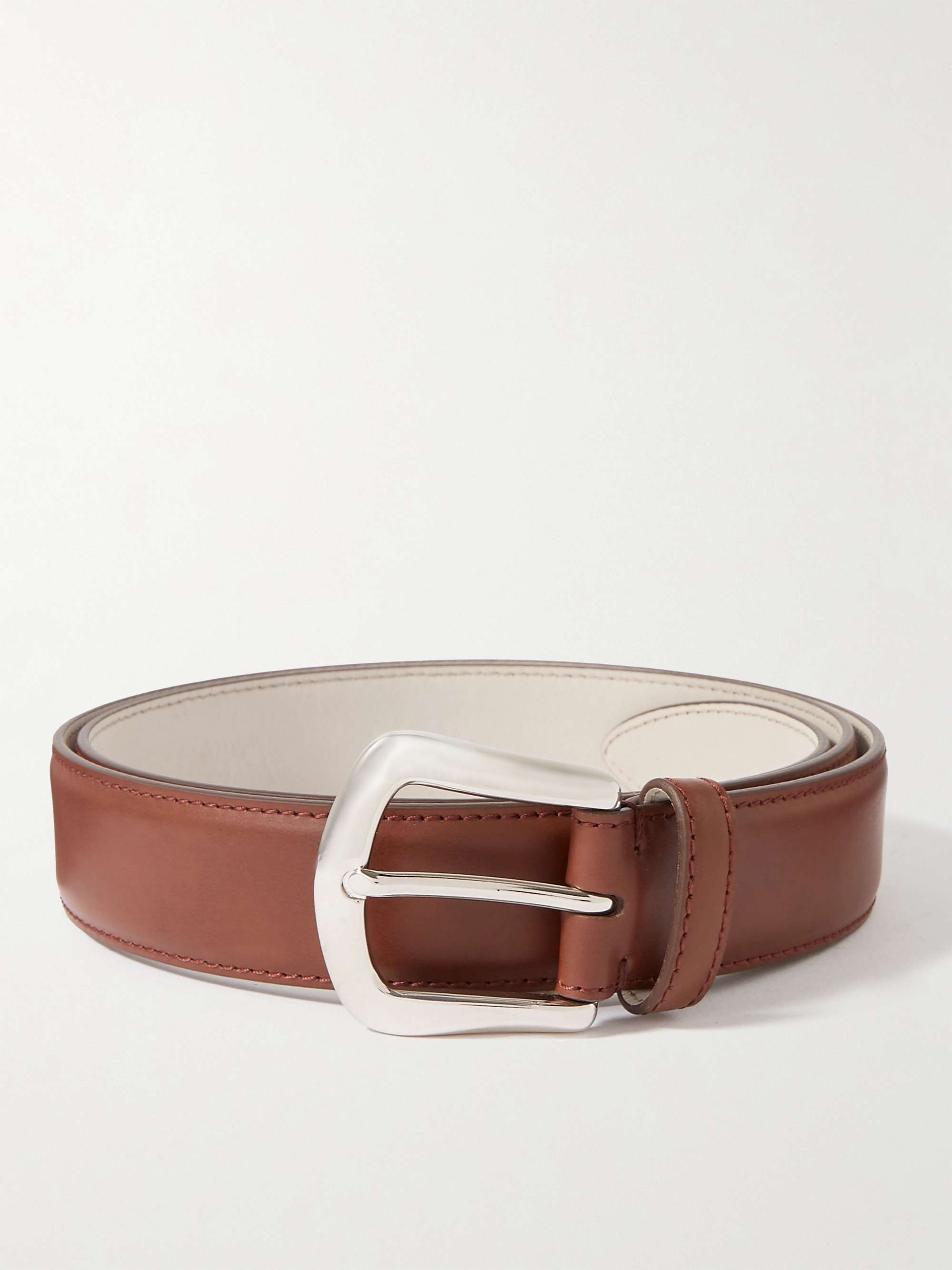 Brunello Cucinelli Metallic-Buckle Leather Belt