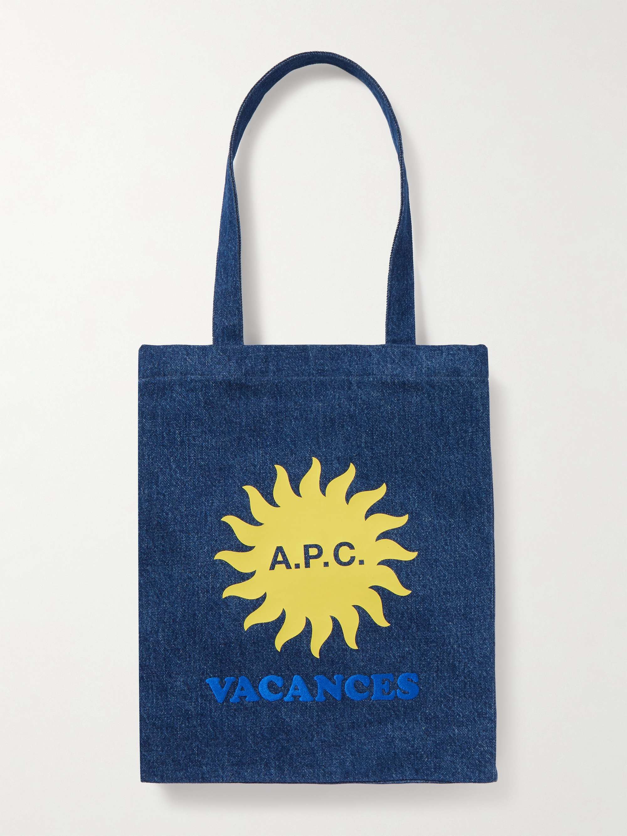 아페쎄 A.P.C. Lou Vacances Logo-Print Denim Tote Bag,Blue