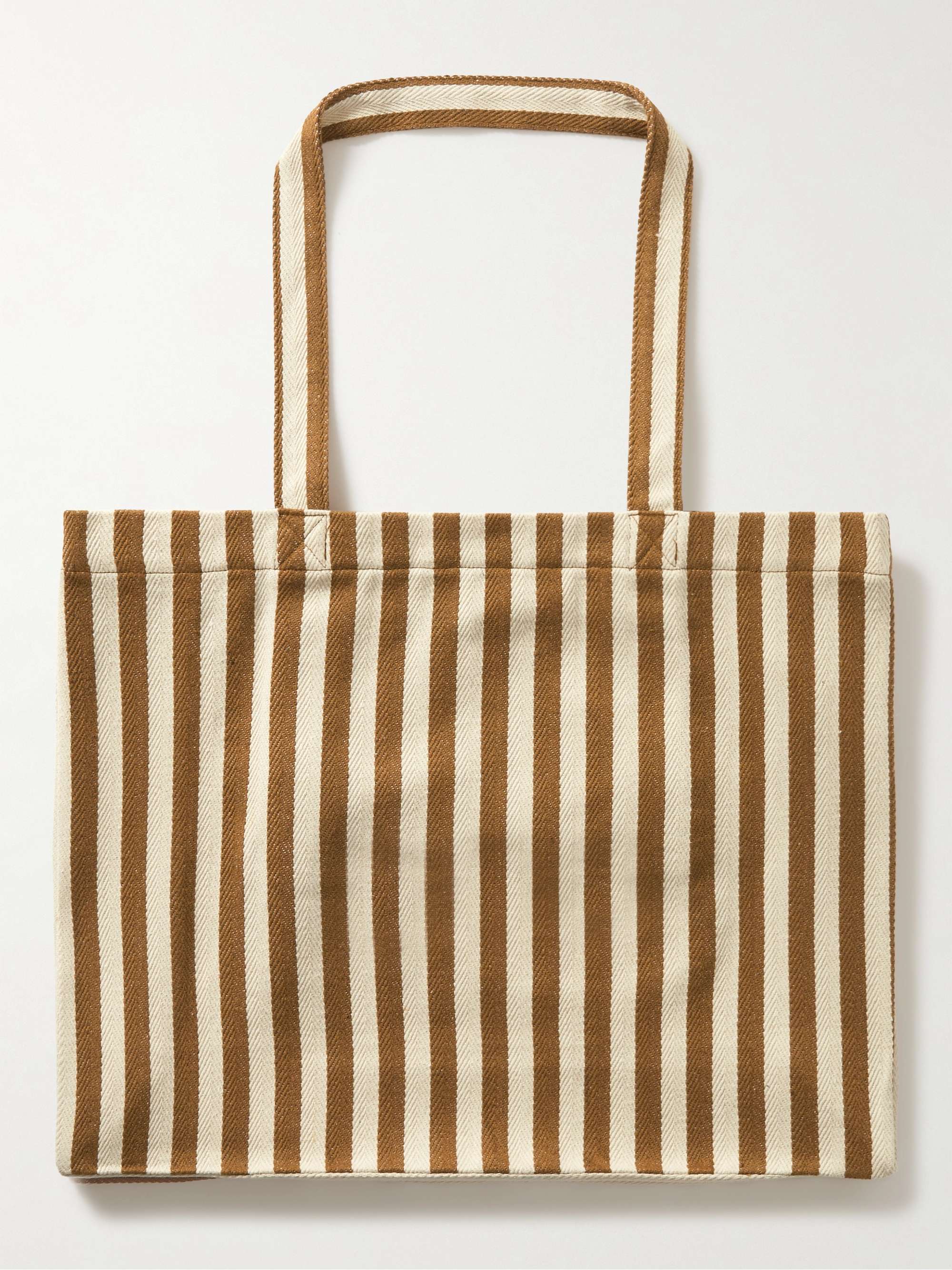A.P.C. Diane Logo-Print Striped Cotton-Blend Canvas Tote Bag