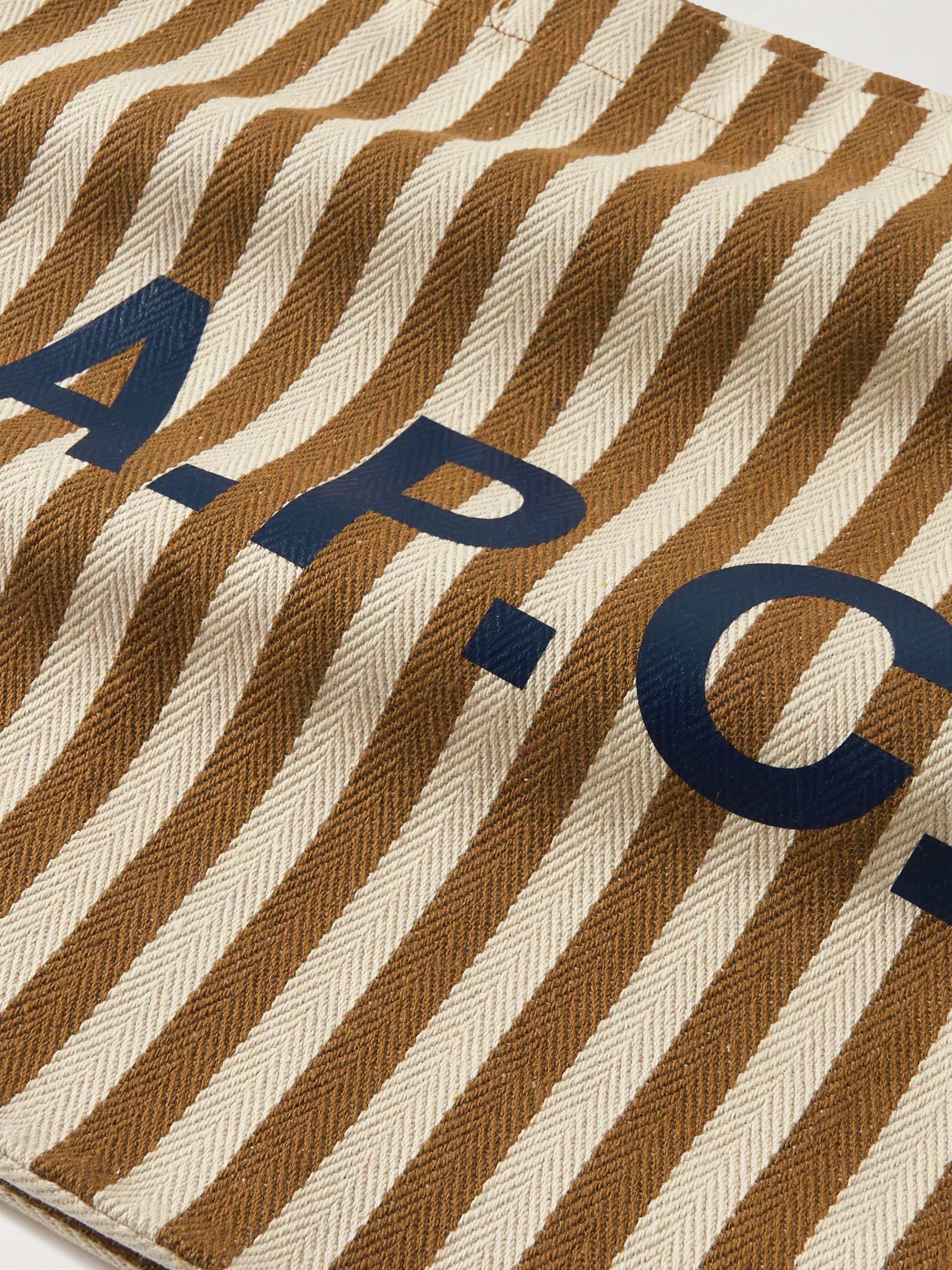 A.P.C. Diane Logo-Print Striped Cotton-Blend Canvas Tote Bag