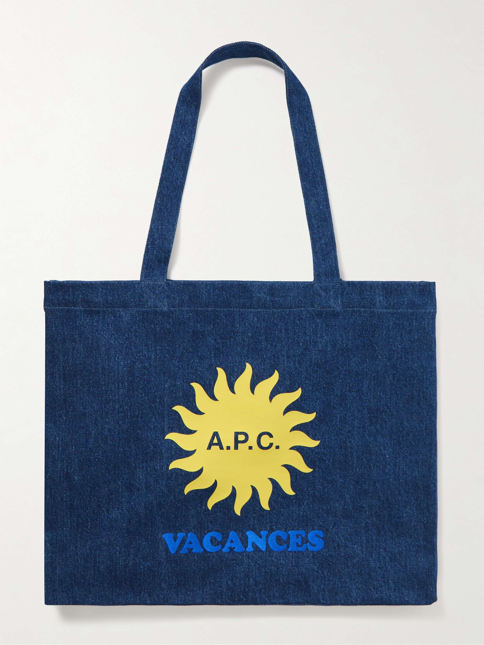 아페쎄 A.P.C. Diane Vacances Logo-Print Denim Tote Bag,Blue