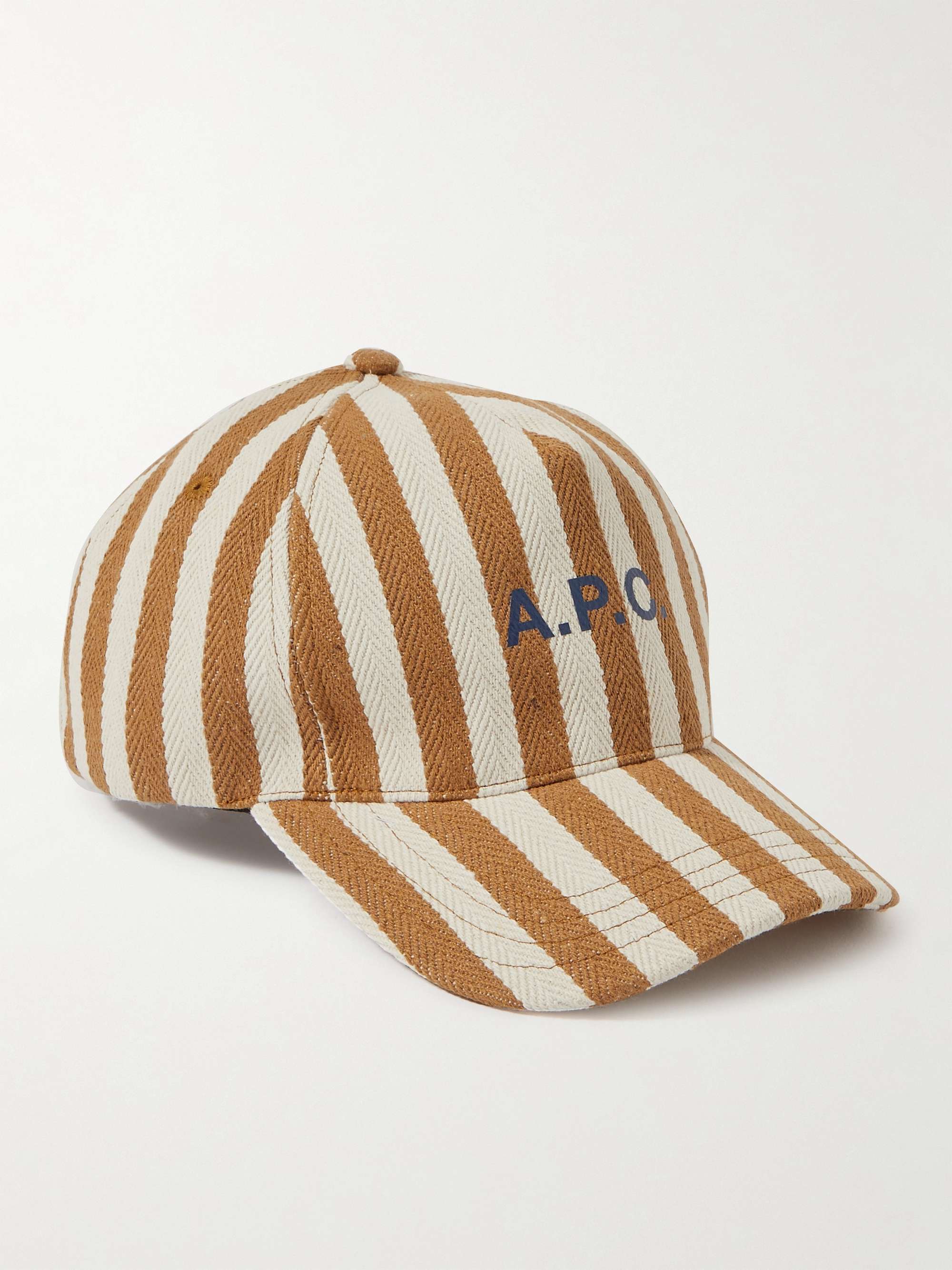 A.P.C. Eden Logo-Printed Striped Cotton-Blend Canvas Baseball Cap