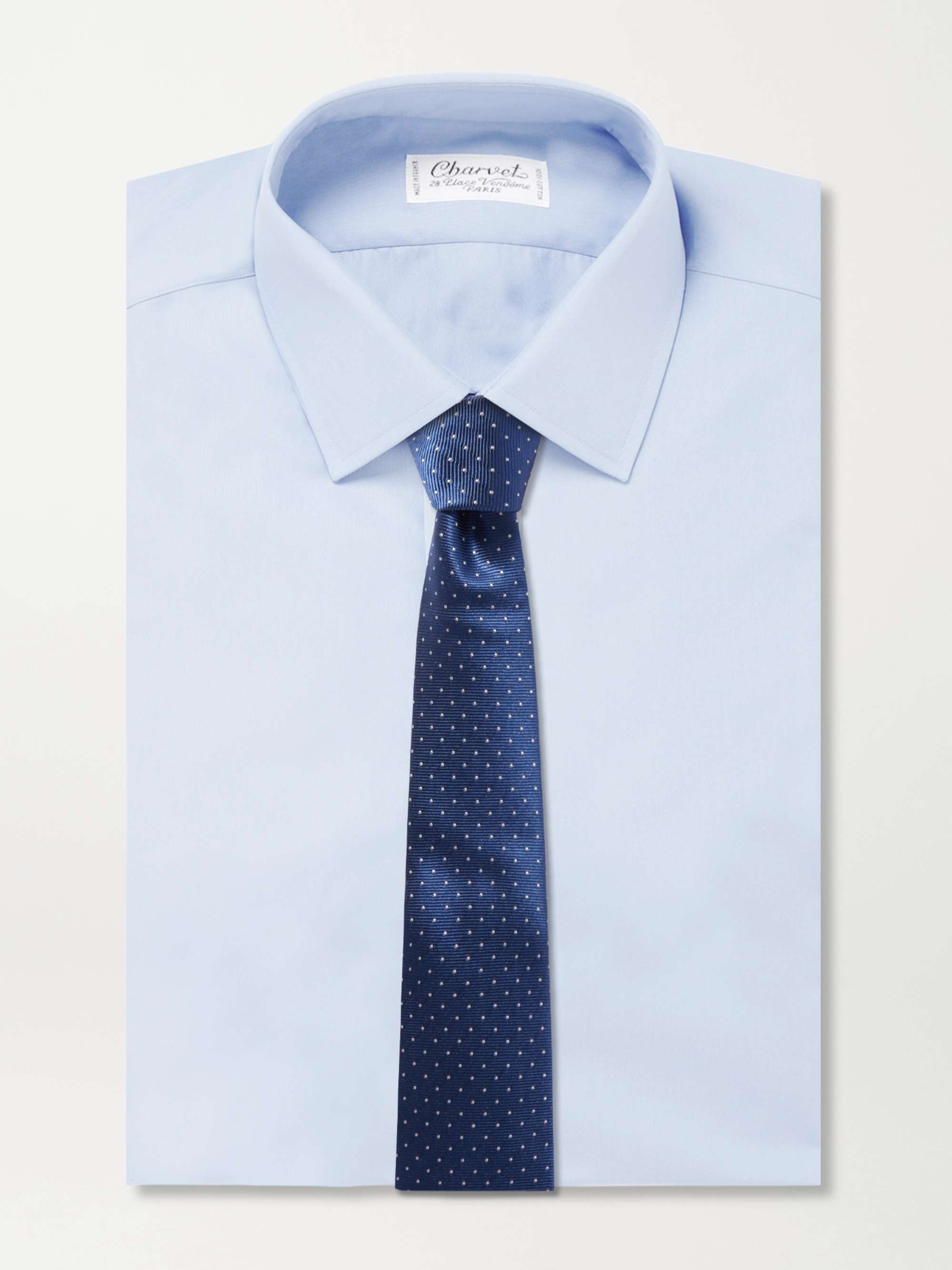LANVIN 7cm Pin-Dot Silk-Faille Tie
