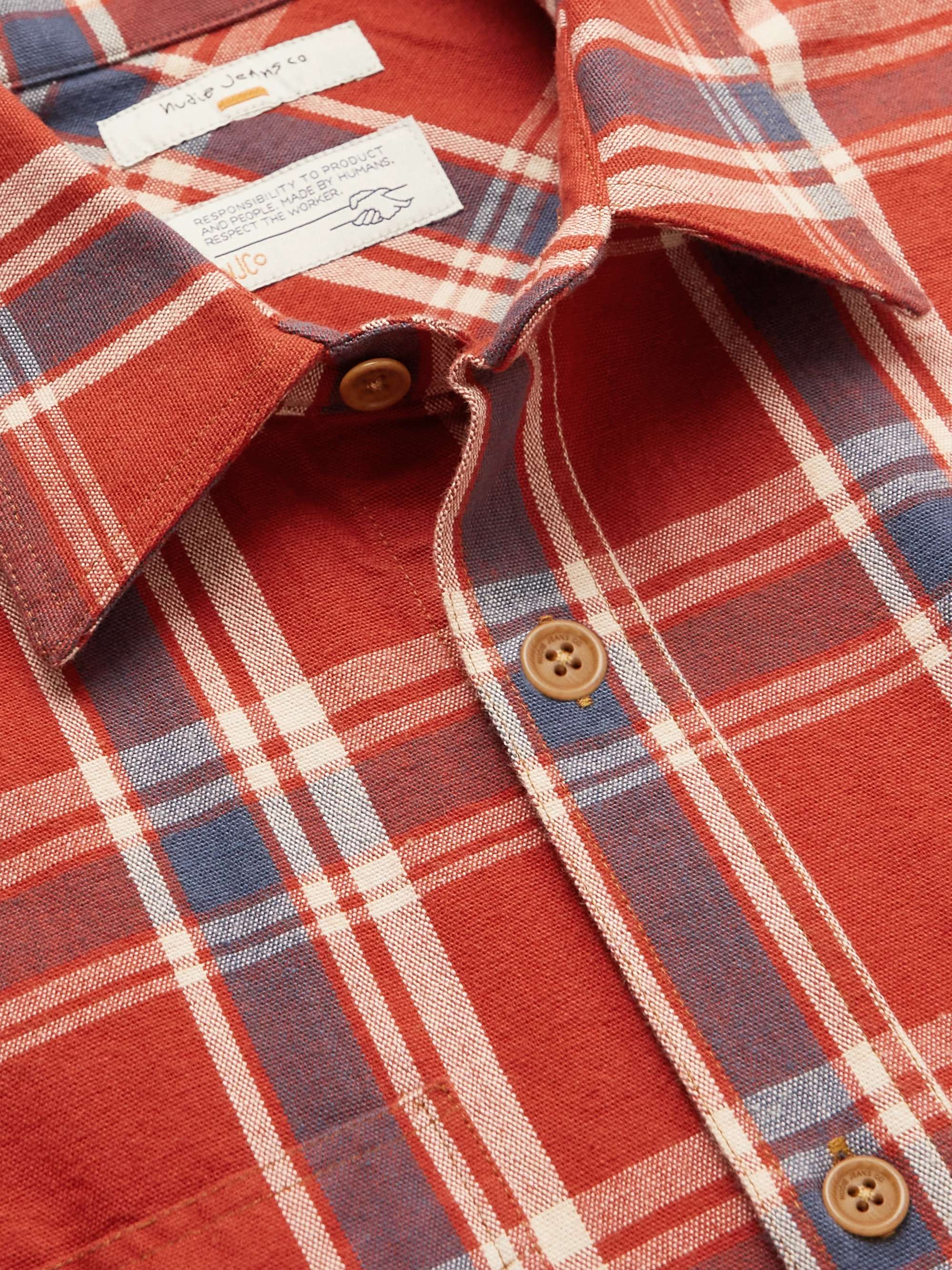 NUDIE JEANS Filip Checked Cotton-Poplin Shirt