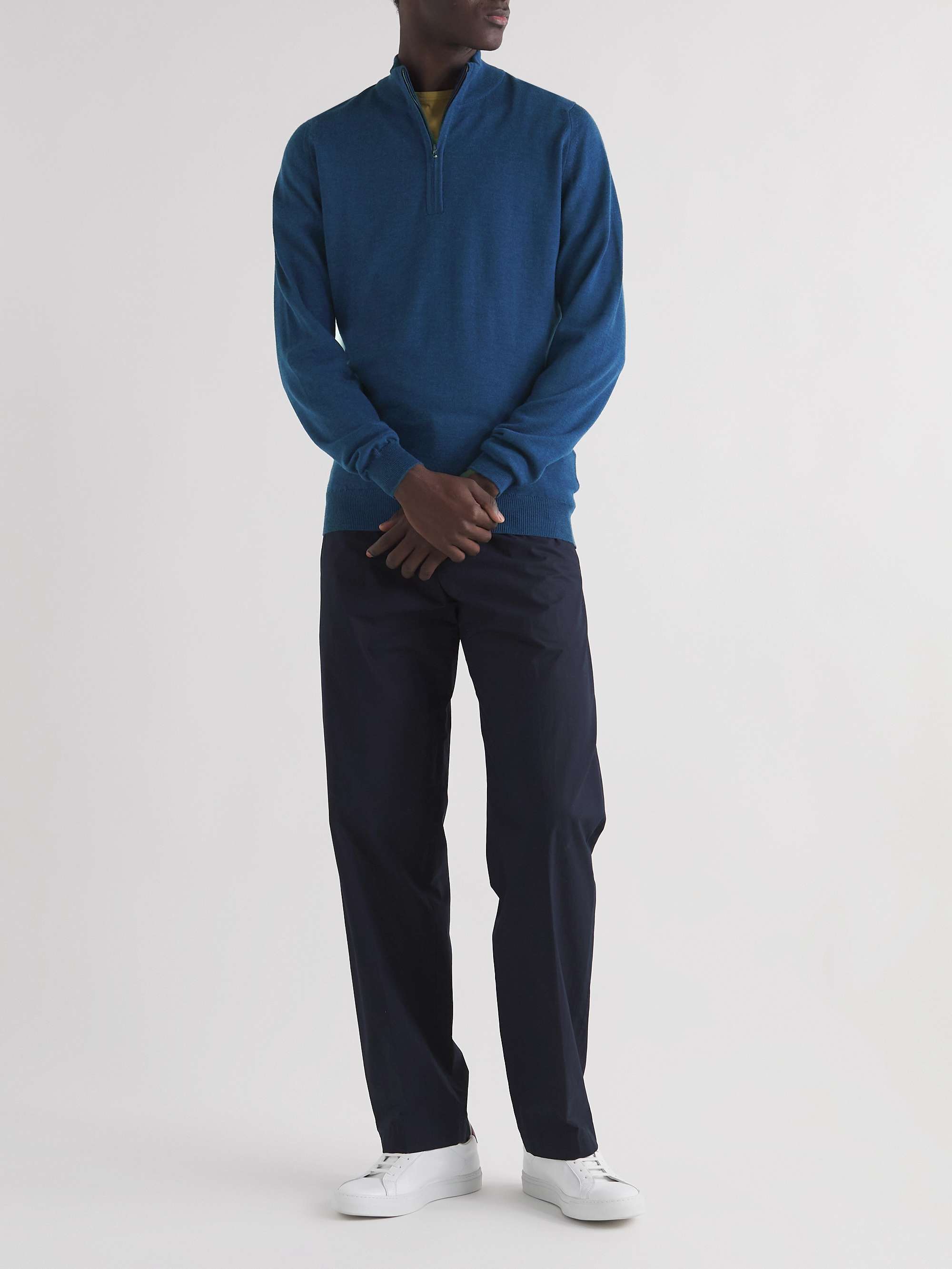 JOHN SMEDLEY Tapton Slim-Fit Merino Wool Half-Zip Sweater