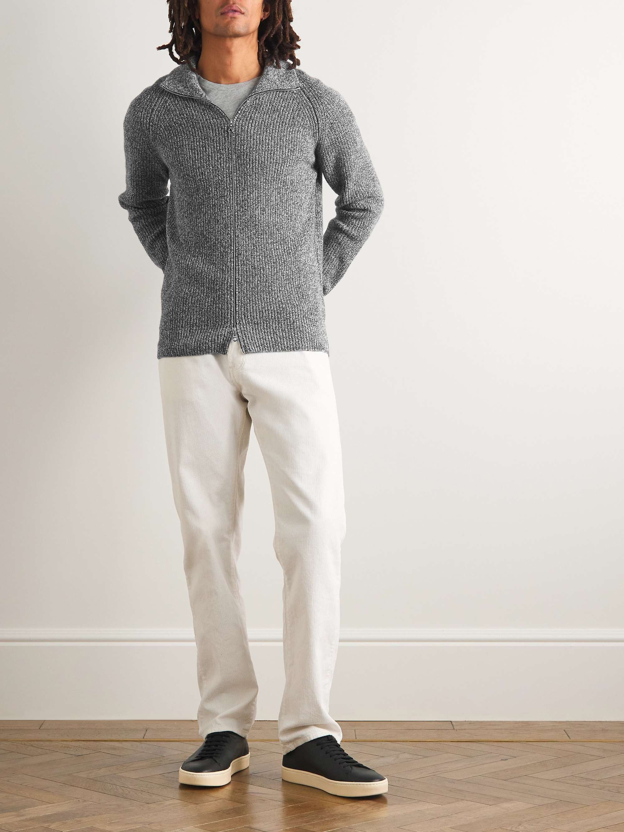 JOHN SMEDLEY Thatch Recycled Cashmere and Merino Wool-Blend Zip-Up Cardigan