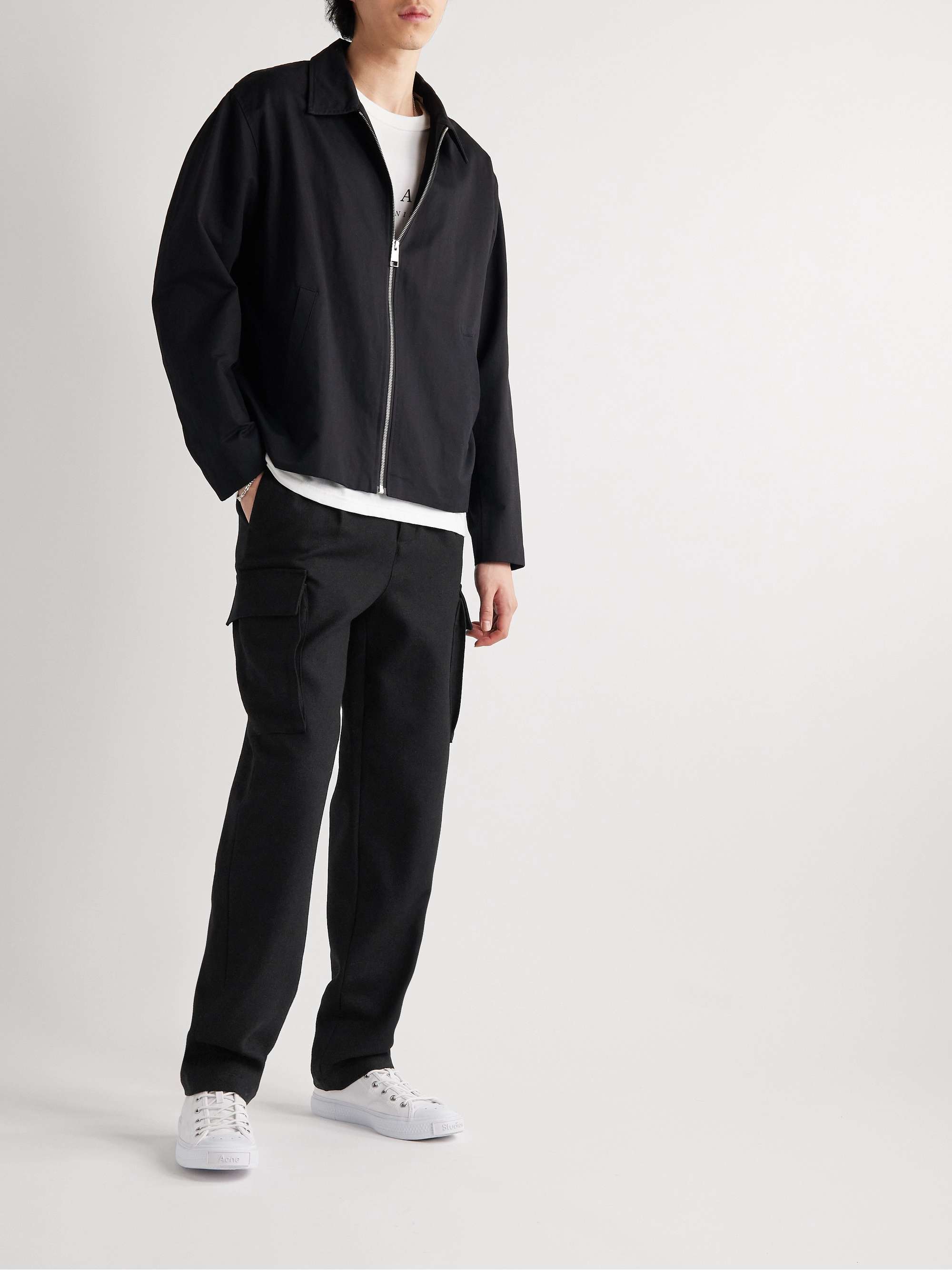 FRAME Wide-Leg Virgin Wool Cargo Trousers