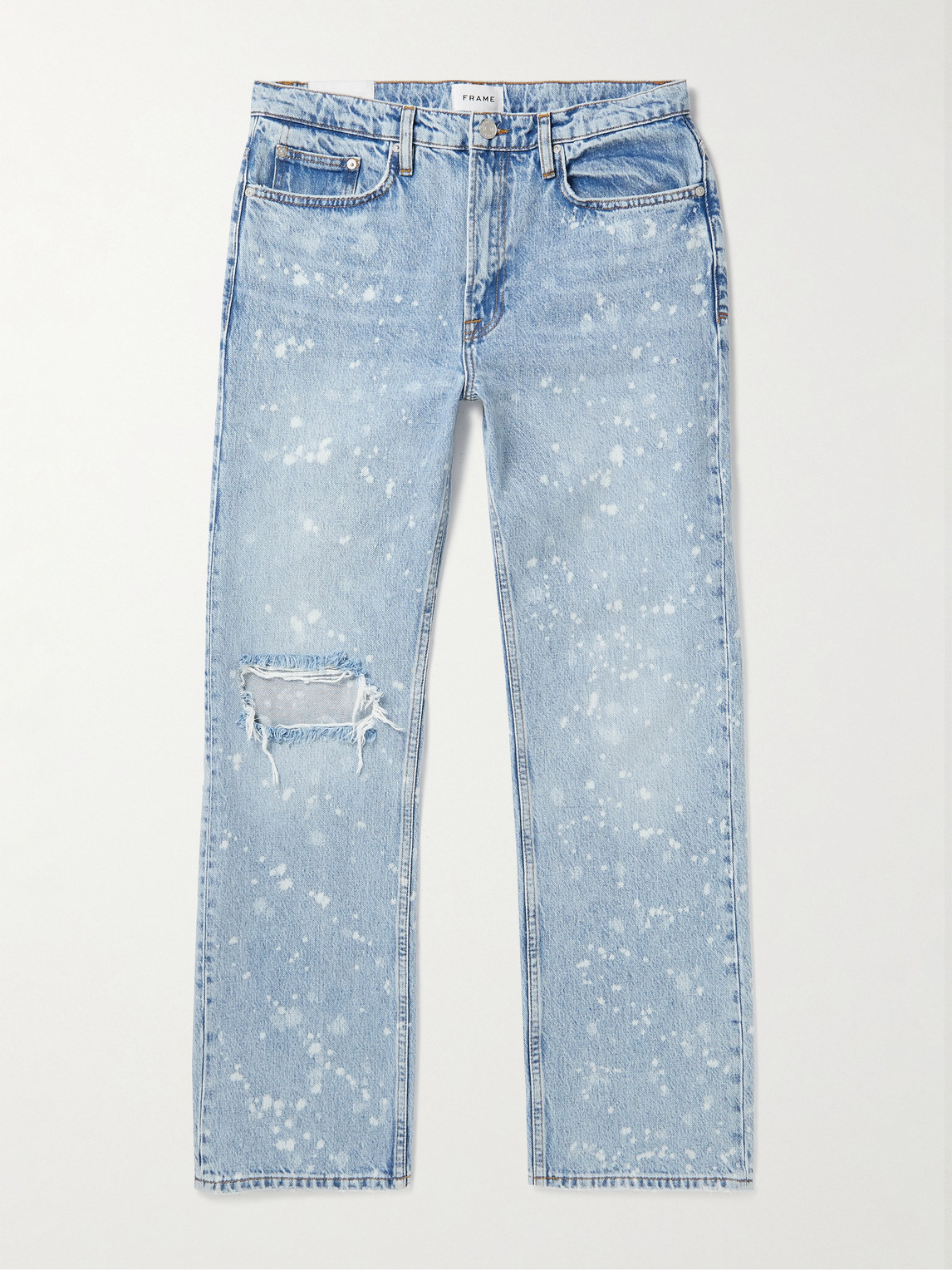 FRAME – The Boxy Straight-Leg Distressed Paint-Splattered Jeans