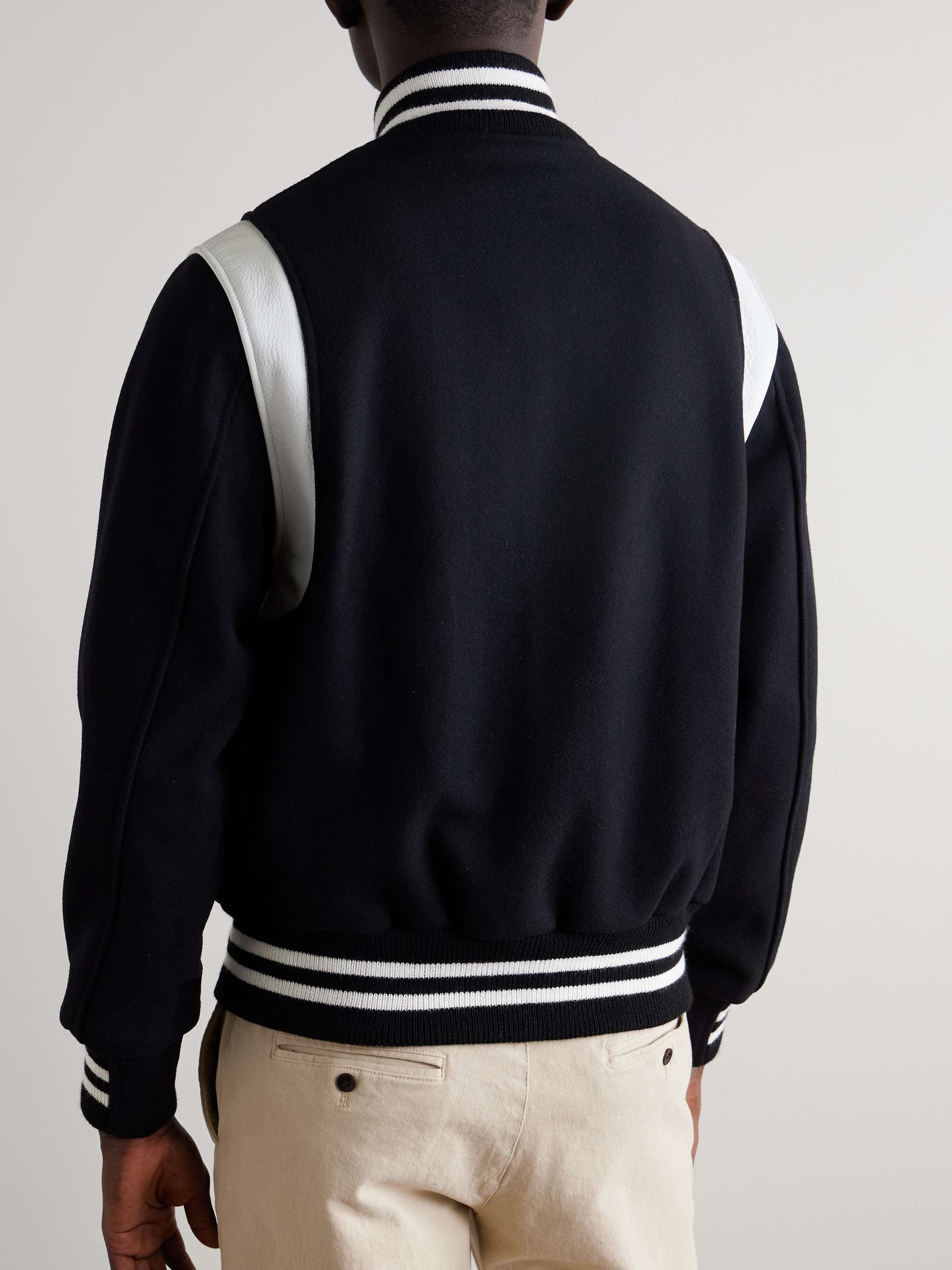 GOLDEN BEAR The Hayes Leather-Trimmed Wool-Blend Varsity Jacket
