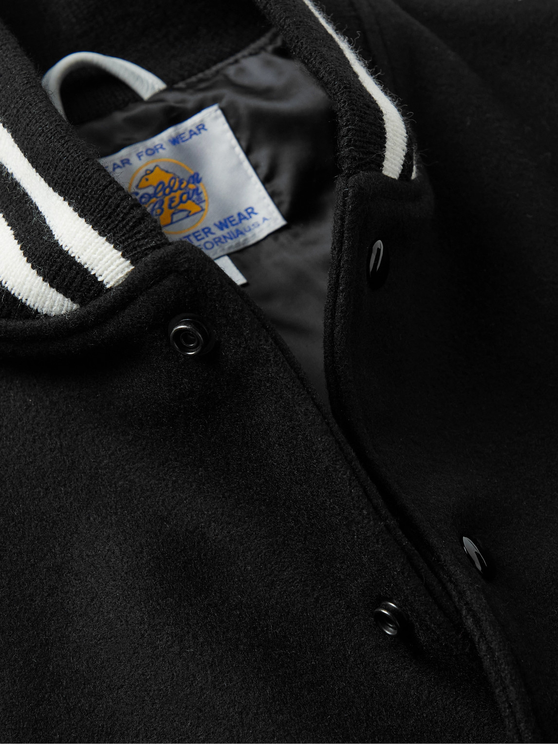 GOLDEN BEAR THE HAYES LEATHER-PANELLED WOOL-BLEND VARSITY JACKET