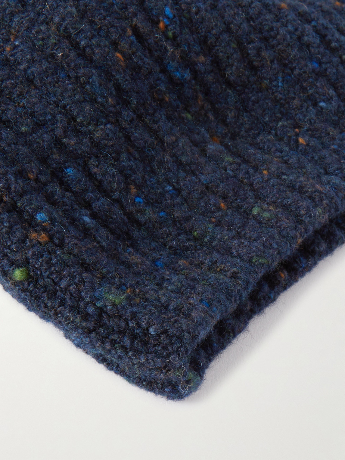Shop Inis Meain Ribbed Merino Wool And Cashmere-blend Beanie In Blue