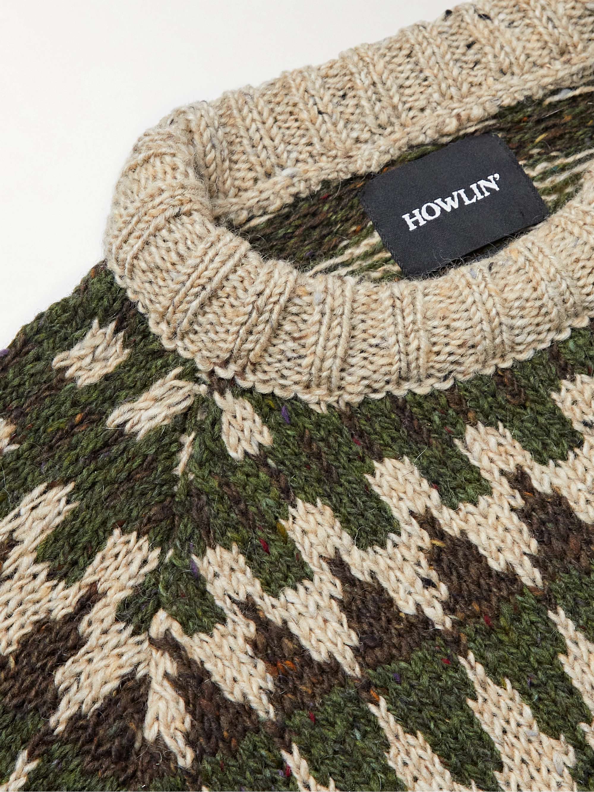 HOWLIN' Before the Snowfall Fair Isle Wool and Mohair-Blend Sweater