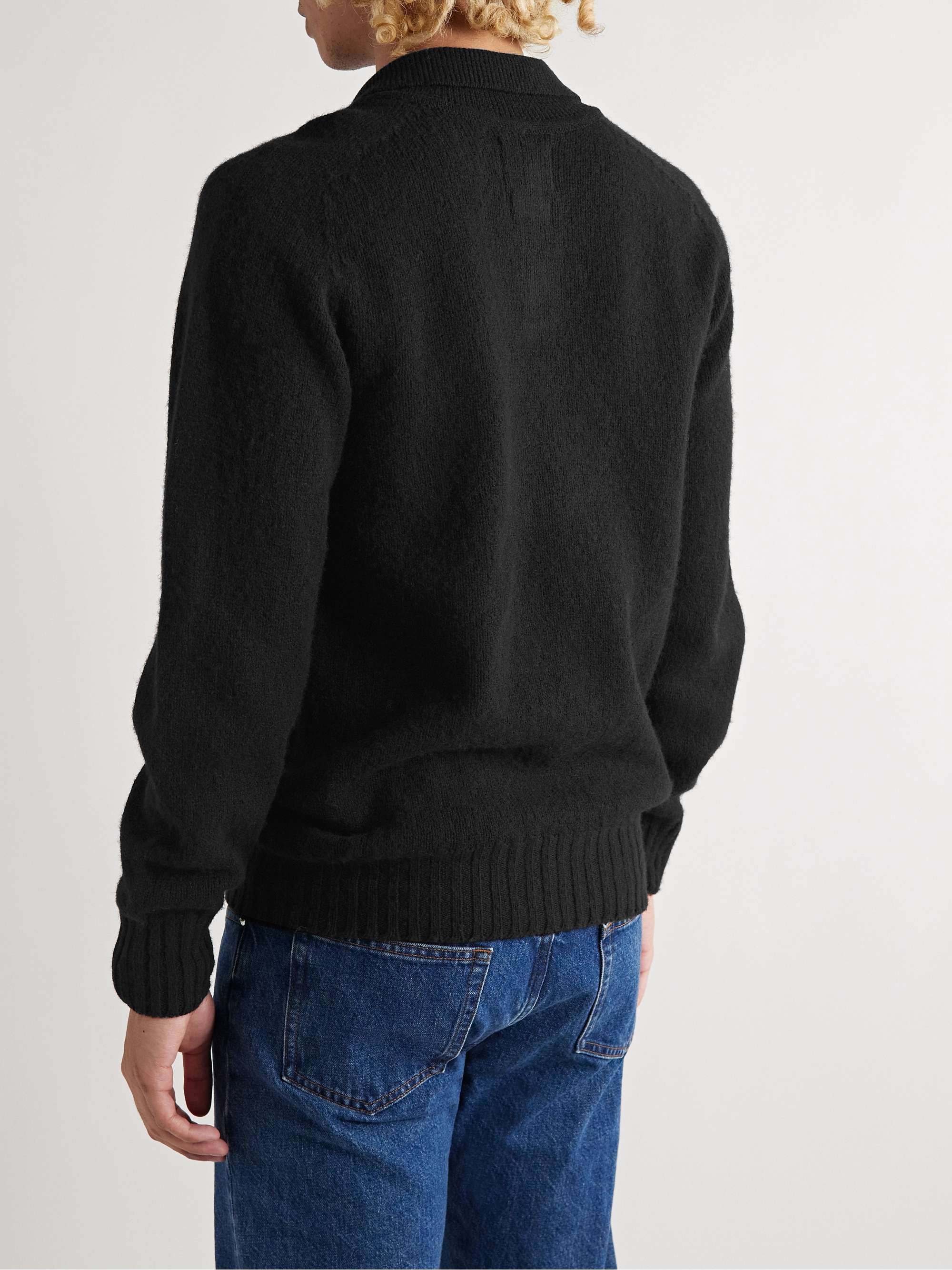 HOWLIN' Ghost Pressure Brushed-Wool Polo Shirt