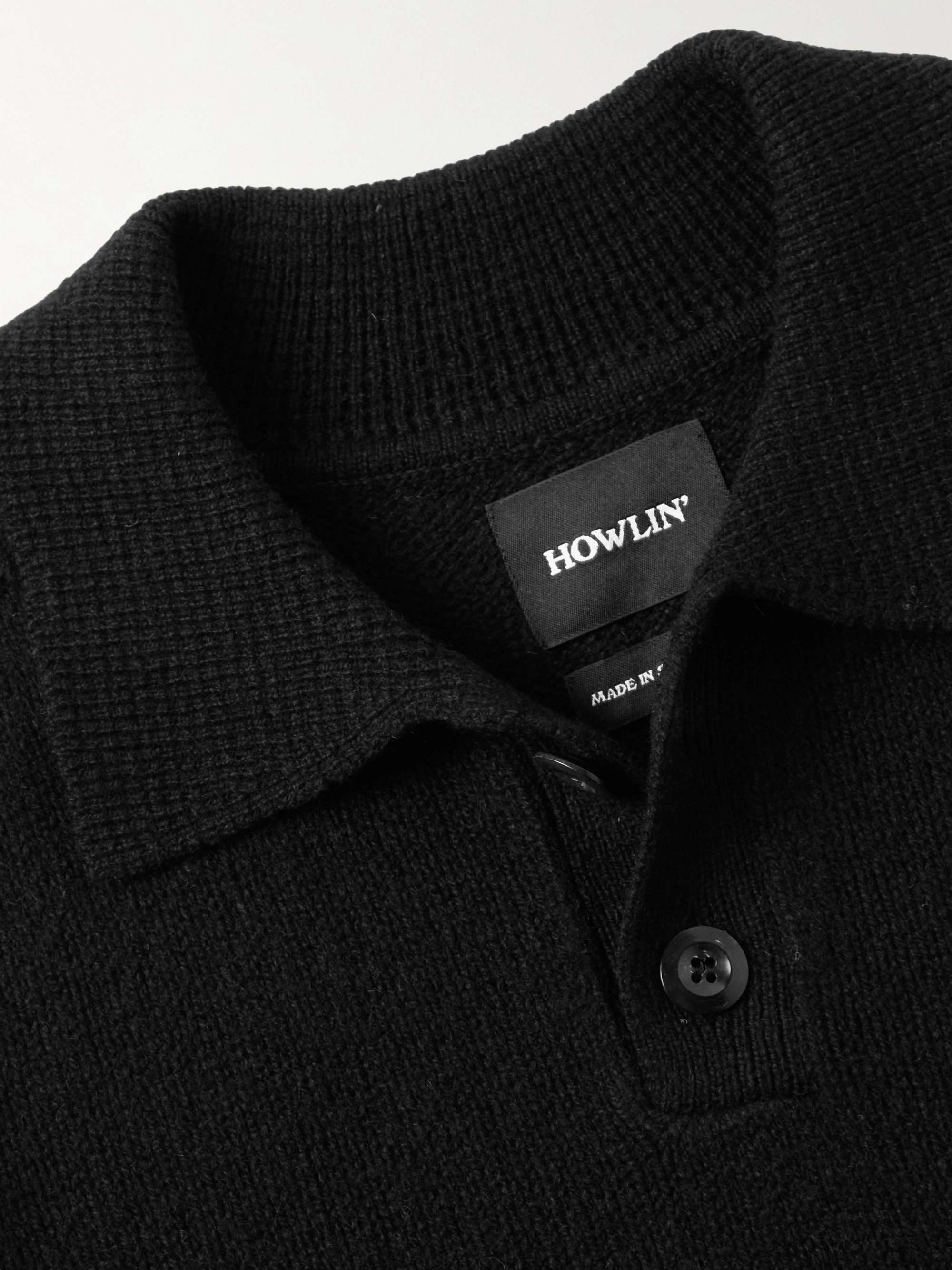 HOWLIN' Ghost Pressure Brushed-Wool Polo Shirt