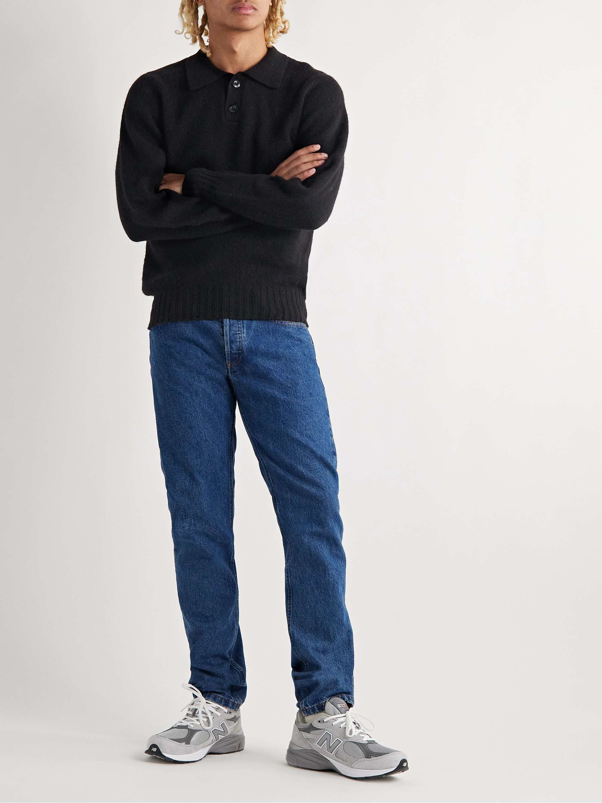 HOWLIN' Ghost Pressure Brushed-Wool Polo Shirt