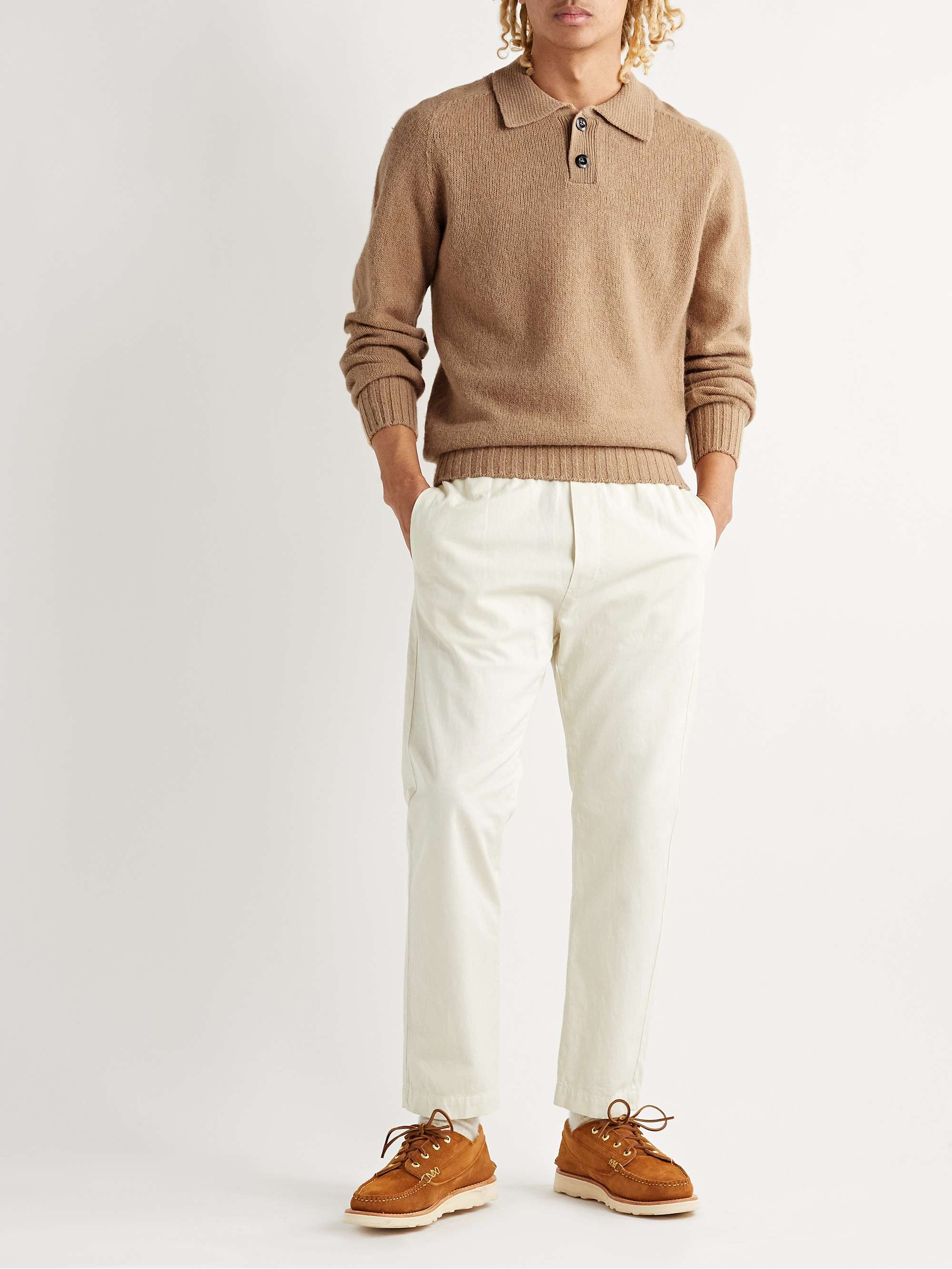 HOWLIN' Ghost Pressure Brushed-Wool Polo Shirt