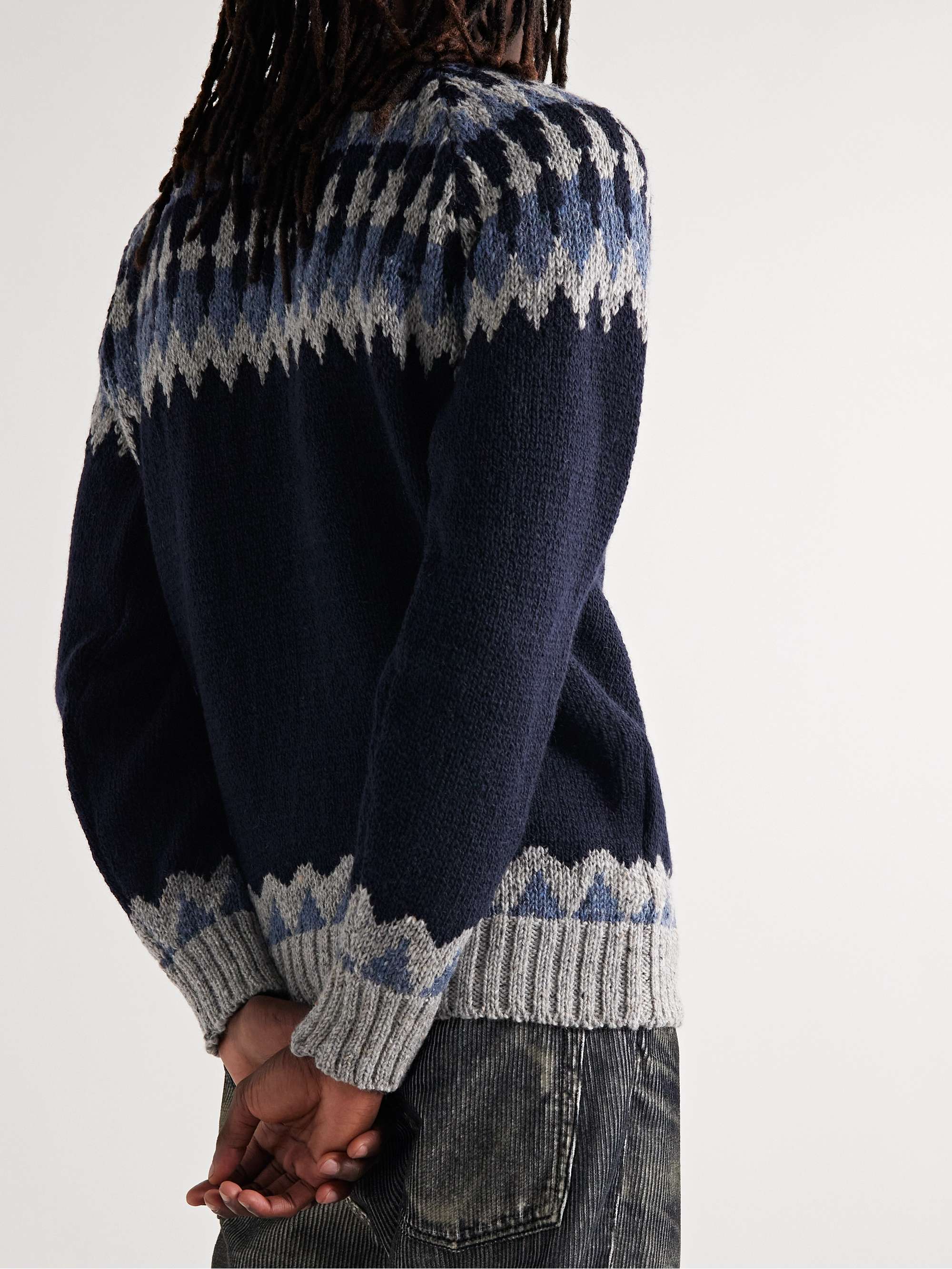 HOWLIN' Before the Snowfall Fair Isle Wool and Mohair-Blend Sweater