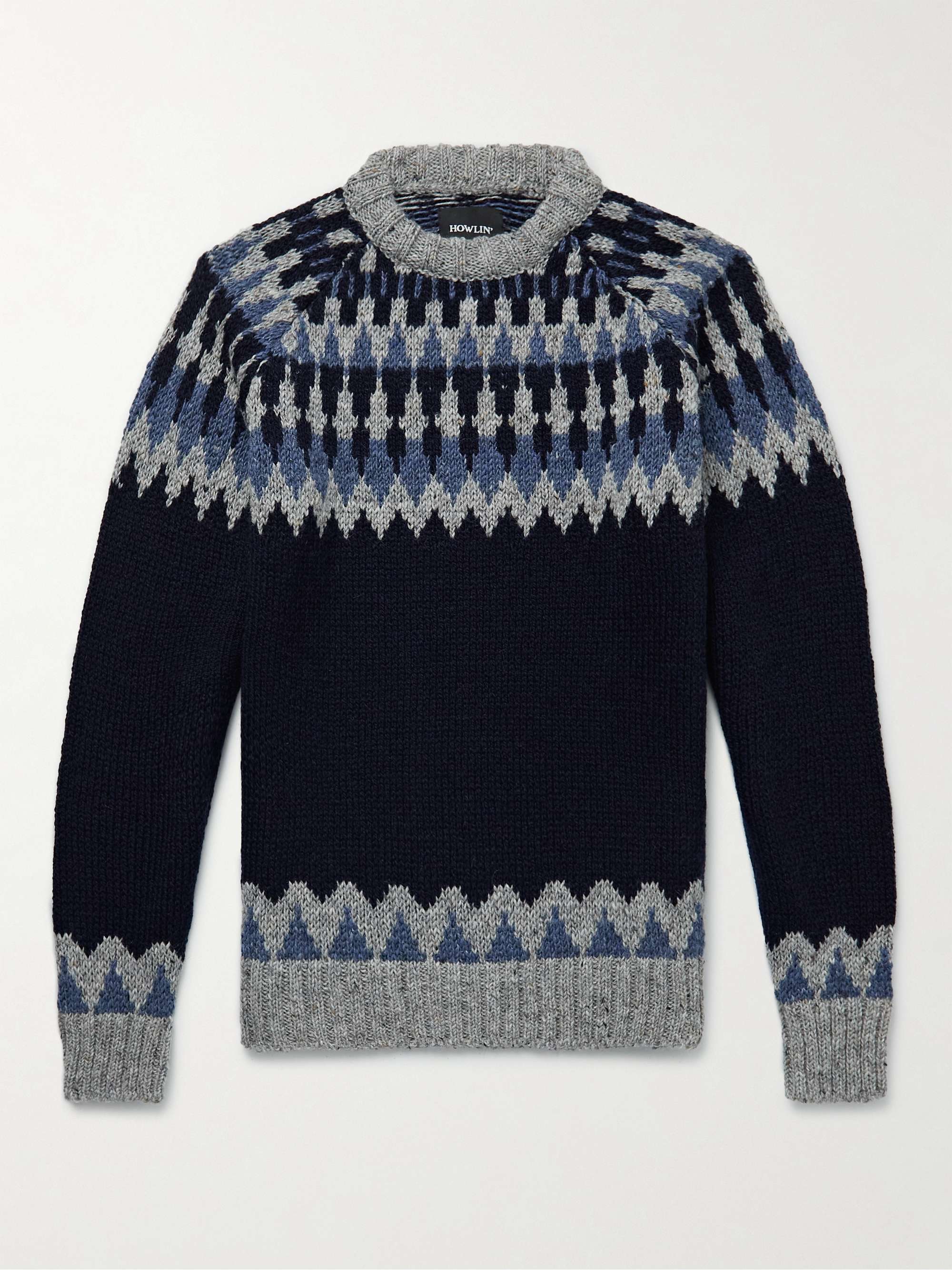 HOWLIN' Before the Snowfall Fair Isle Wool and Mohair-Blend Sweater