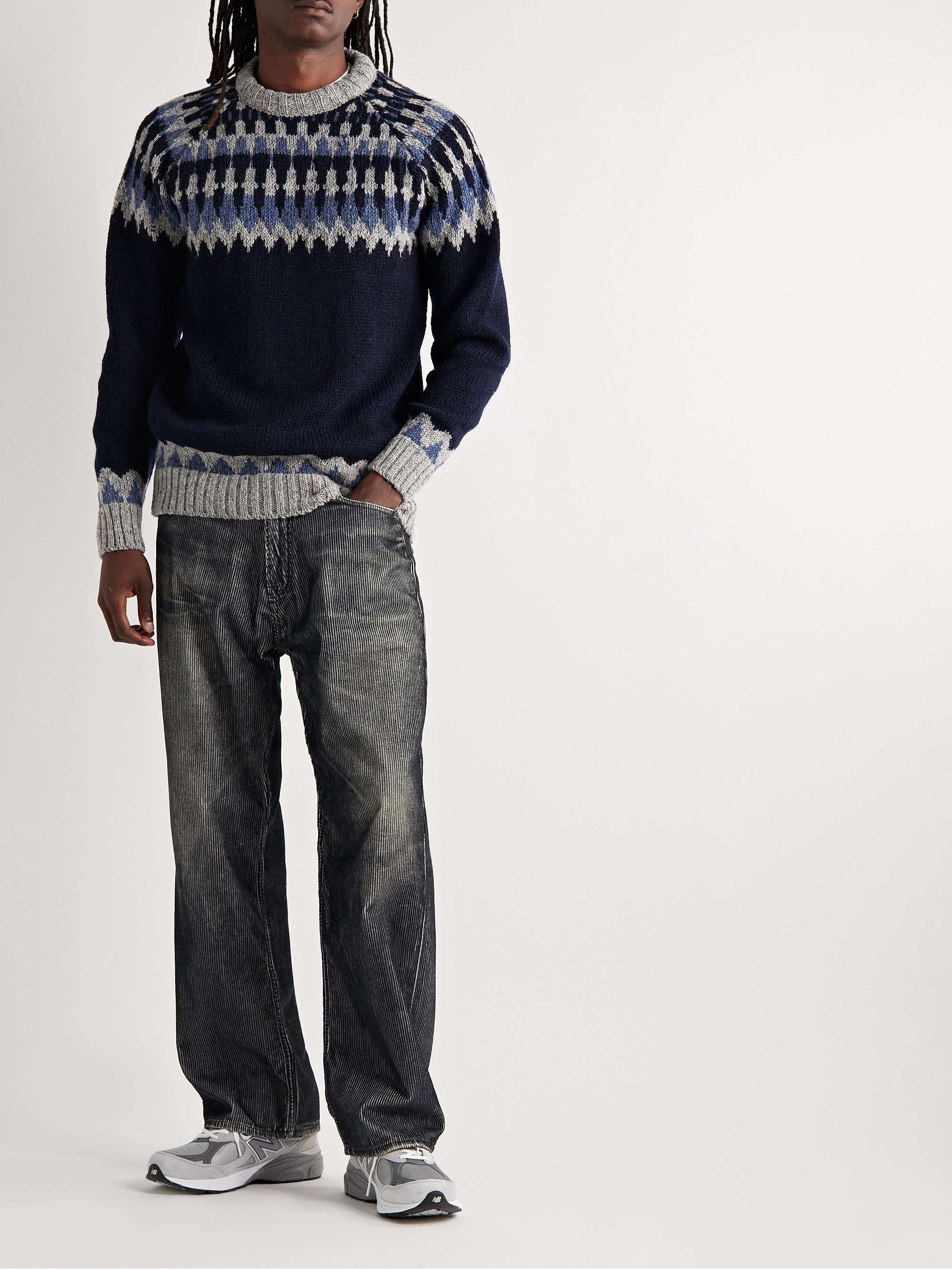 HOWLIN' Before the Snowfall Fair Isle Wool and Mohair-Blend Sweater